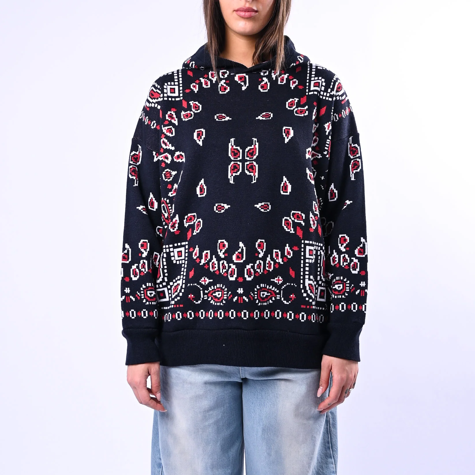 MOTEL - MAGLIA CAPPUCCIO FANTASIA BANDANA ART.26P259 - BLU - Image 2