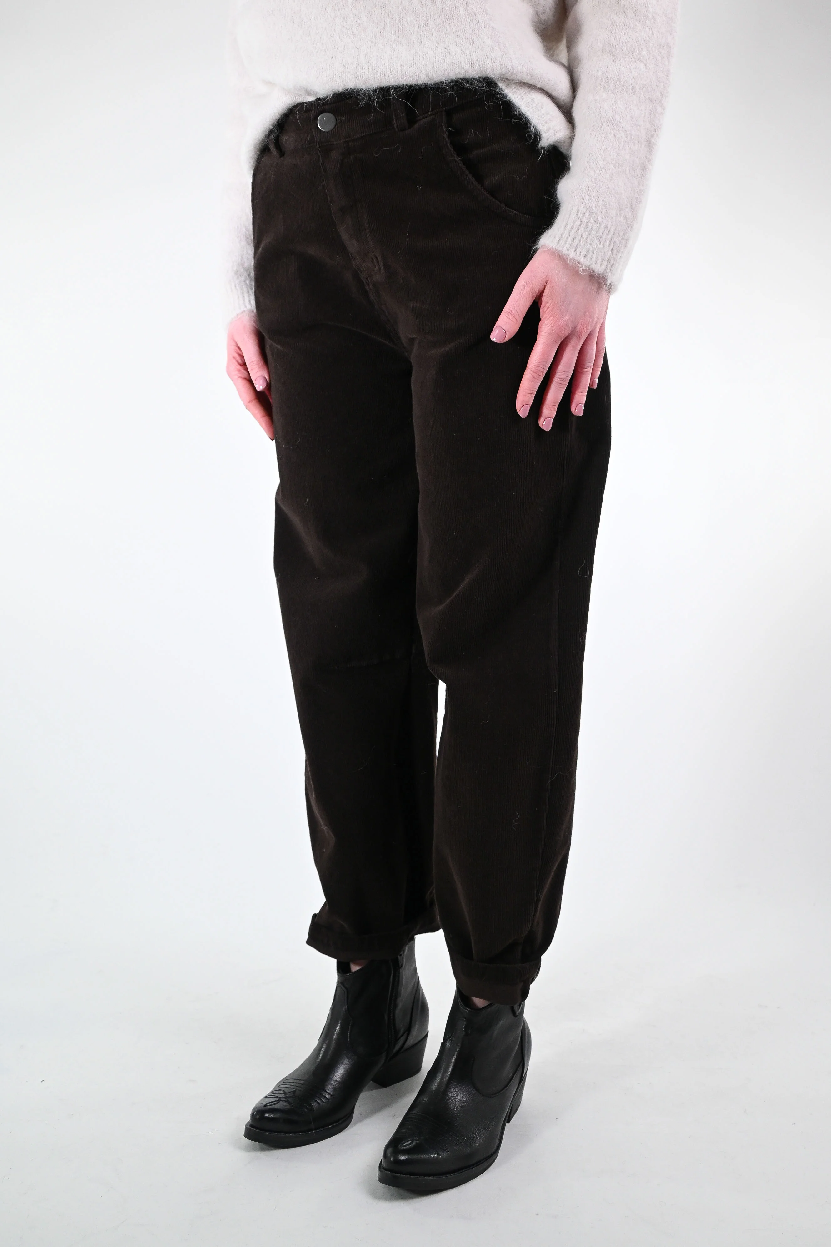 MOTEL - PANTALONE BAGGY VELLUTO 1000 RIGHE ART.PA5093 - MORO - Image 3