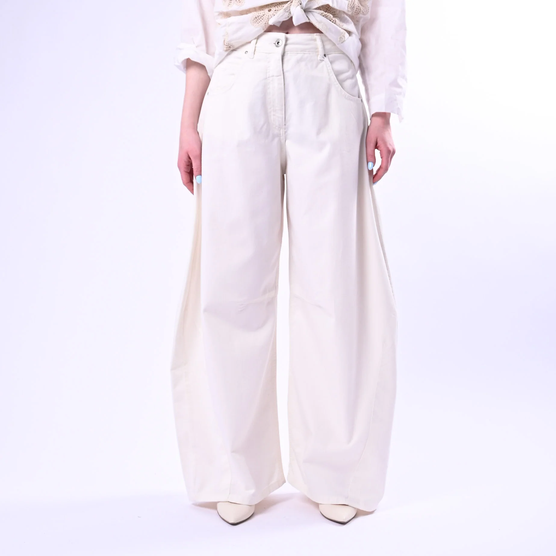MOTEL - PANTALONE BALLON GABARDINA ART.3992B982/P - PANNA - Image 2