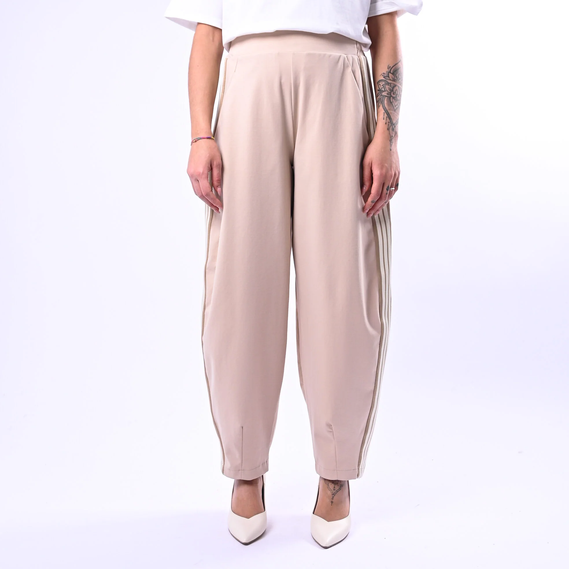 MOTEL - PANTALONE BALLOON PUNTO MILANO CON BANDA ART.38615G - CASHA' - Image 2