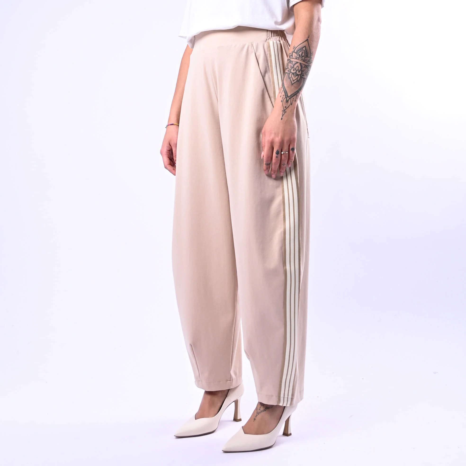 MOTEL - PANTALONE BALLOON PUNTO MILANO CON BANDA ART.38615G - CASHA' - Image 3