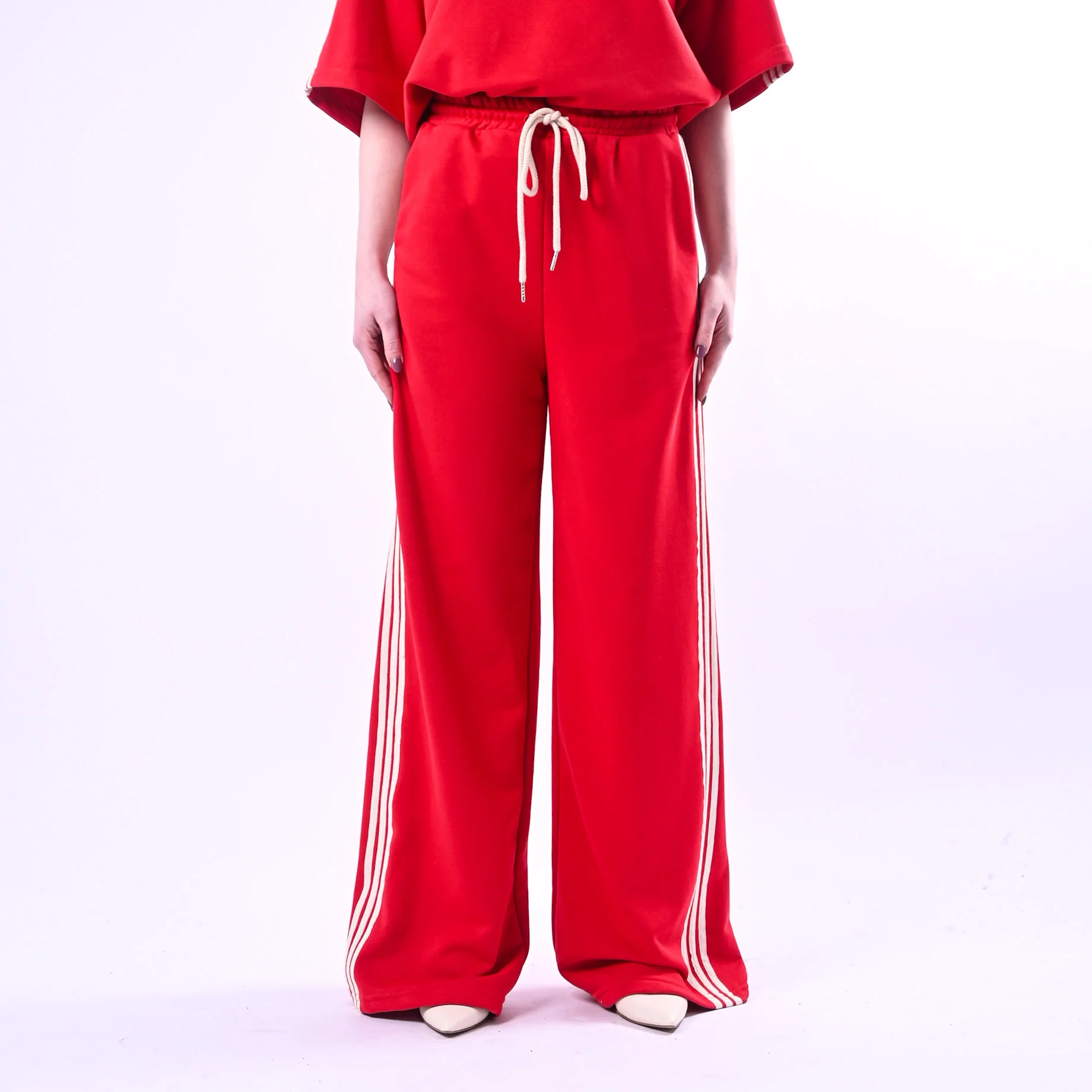 MOTEL - PANTALONE FELPA CON BANDE  ART. 26P4148 - ROSSO/PANNA - Image 2