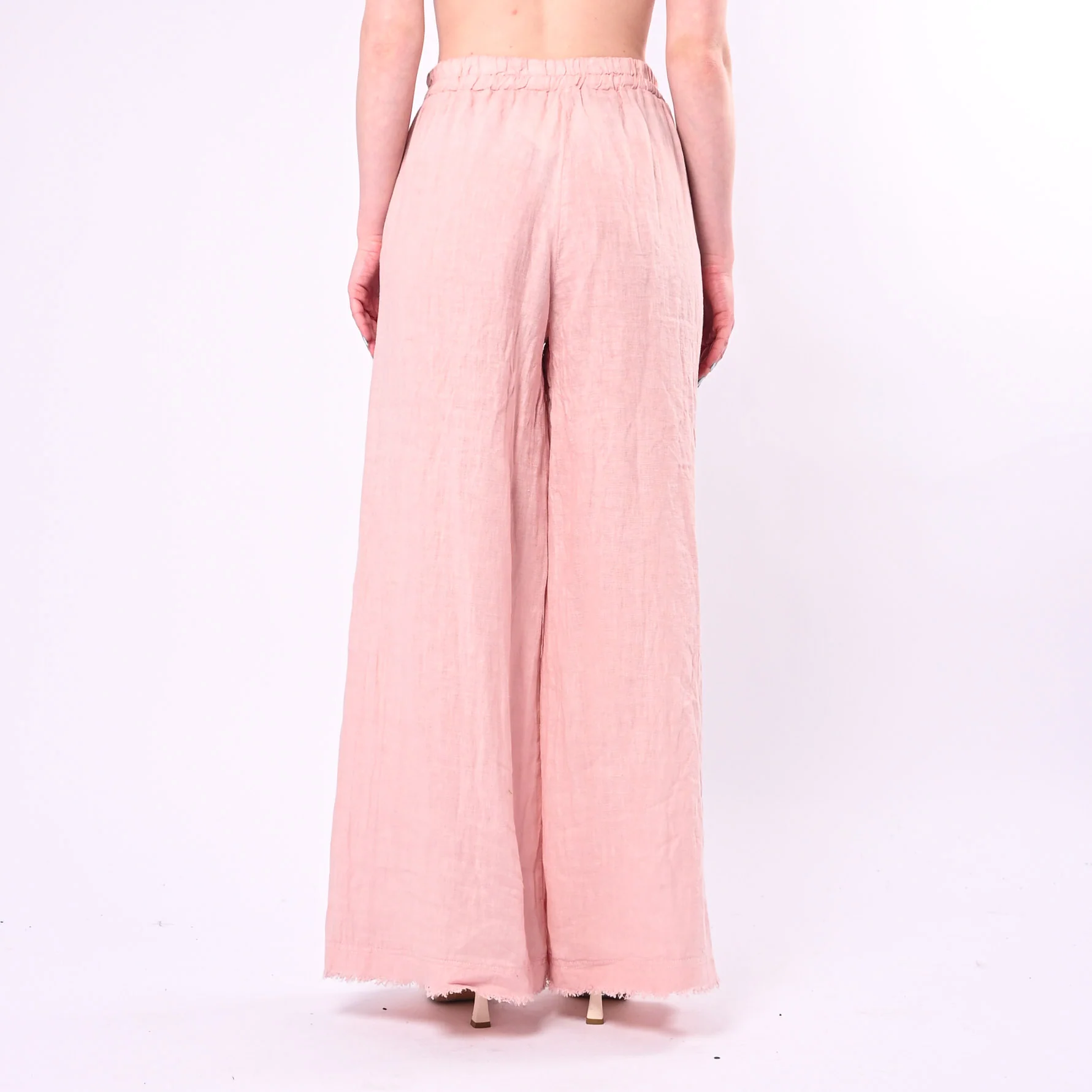 MOTEL - PANTALONE IN LINO PALAZZO CON COULISSE ART.S26PE37/CI - CIPRIA - Image 4
