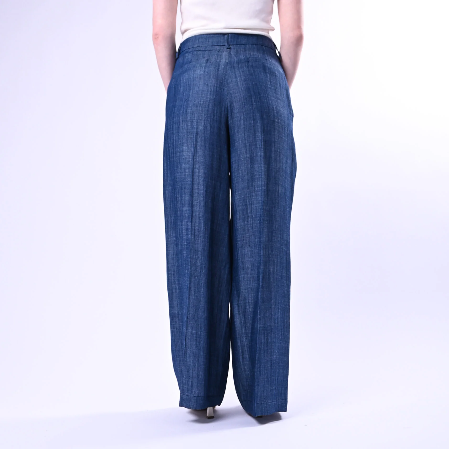 MOTEL - PANTALONE PALAZZO FLUIDO CHAMBRAY ART.S26PB87/J - JEANS - Image 4