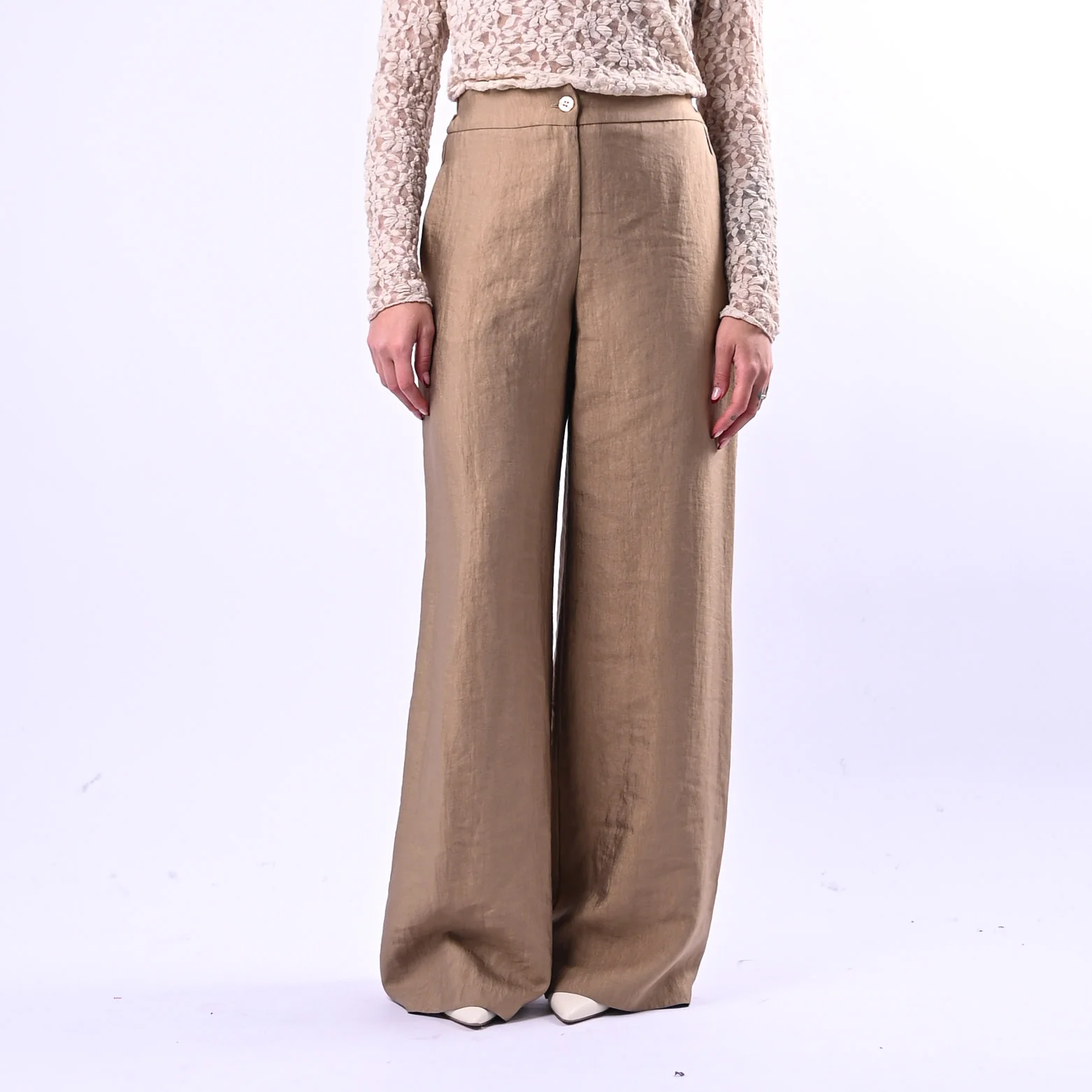 MOTEL - PANTALONE PALAZZO IN SHANTUNG ART.26P3807 - BISCOTTO - Image 2