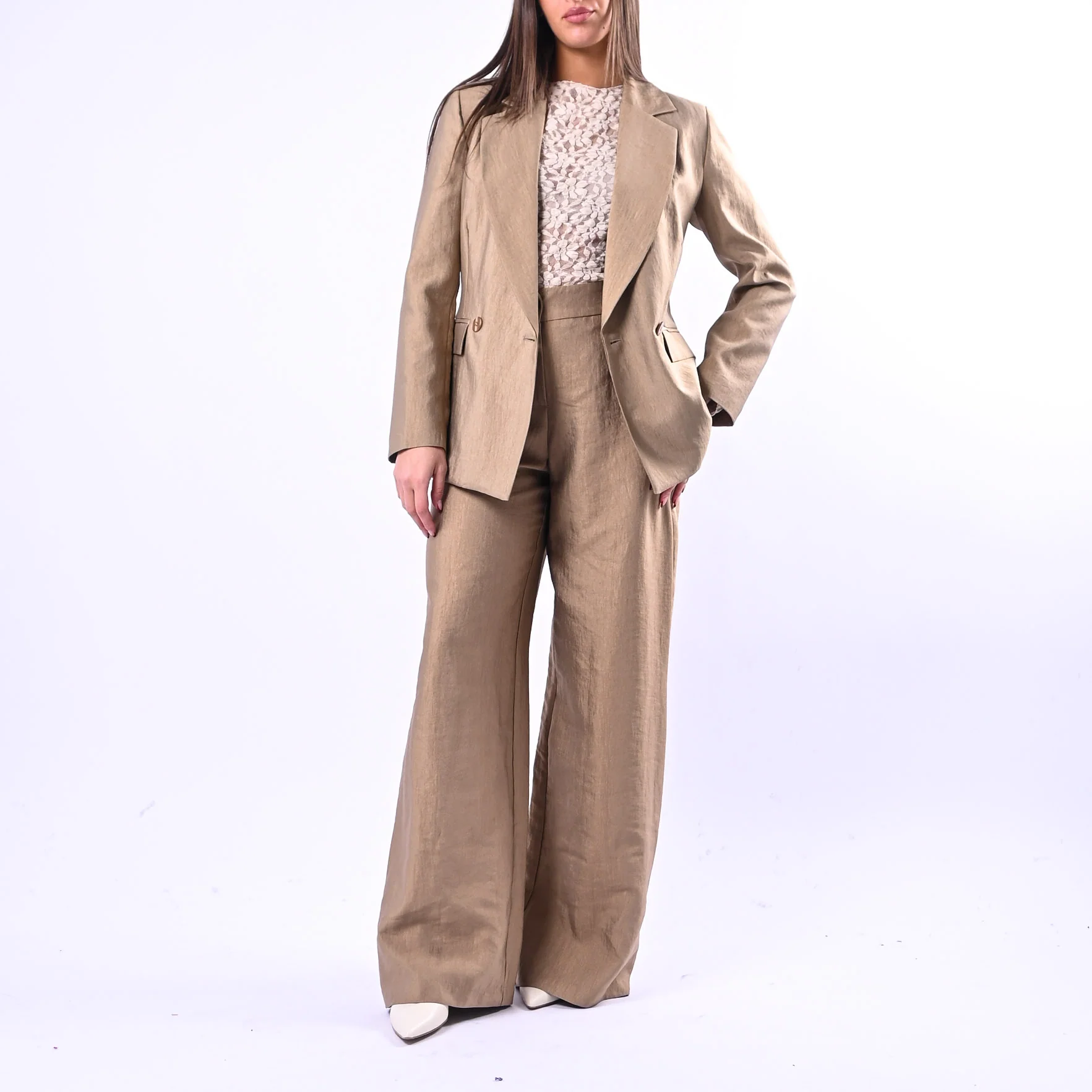 MOTEL - PANTALONE PALAZZO IN SHANTUNG ART.26P3807 - BISCOTTO - Image 6