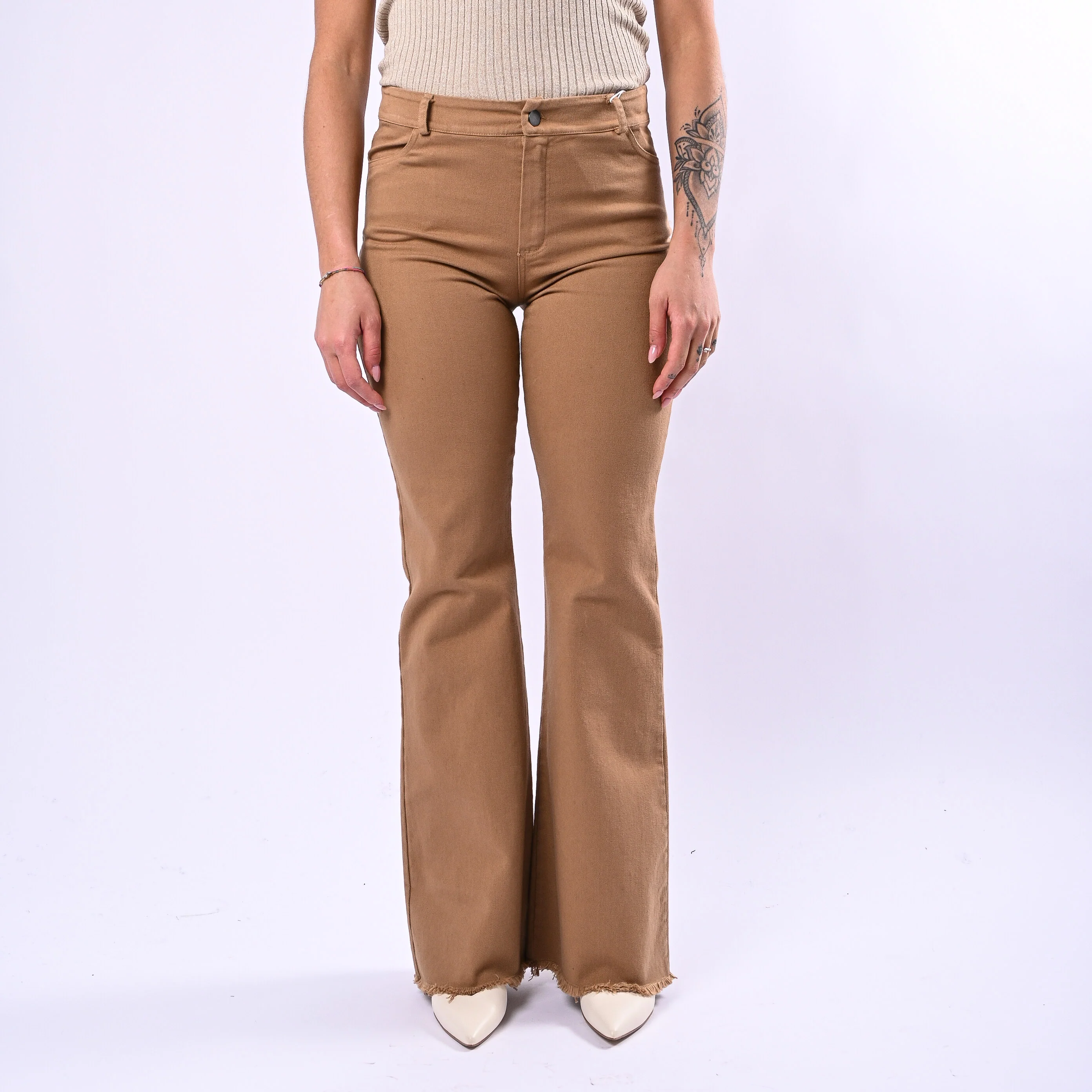 MOTEL- PANTALONE TROMBETTA SFRANGIATO ART.PA5427 - BULL DENIM BISCOTTO - Image 2