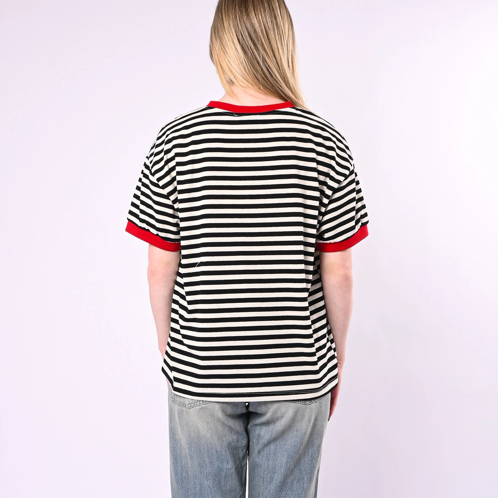 MOTEL - T-SHIRT SERAFINO A RIGHE ART.26M4812/PNR - PANNA/NERO/ROSSO - Image 4