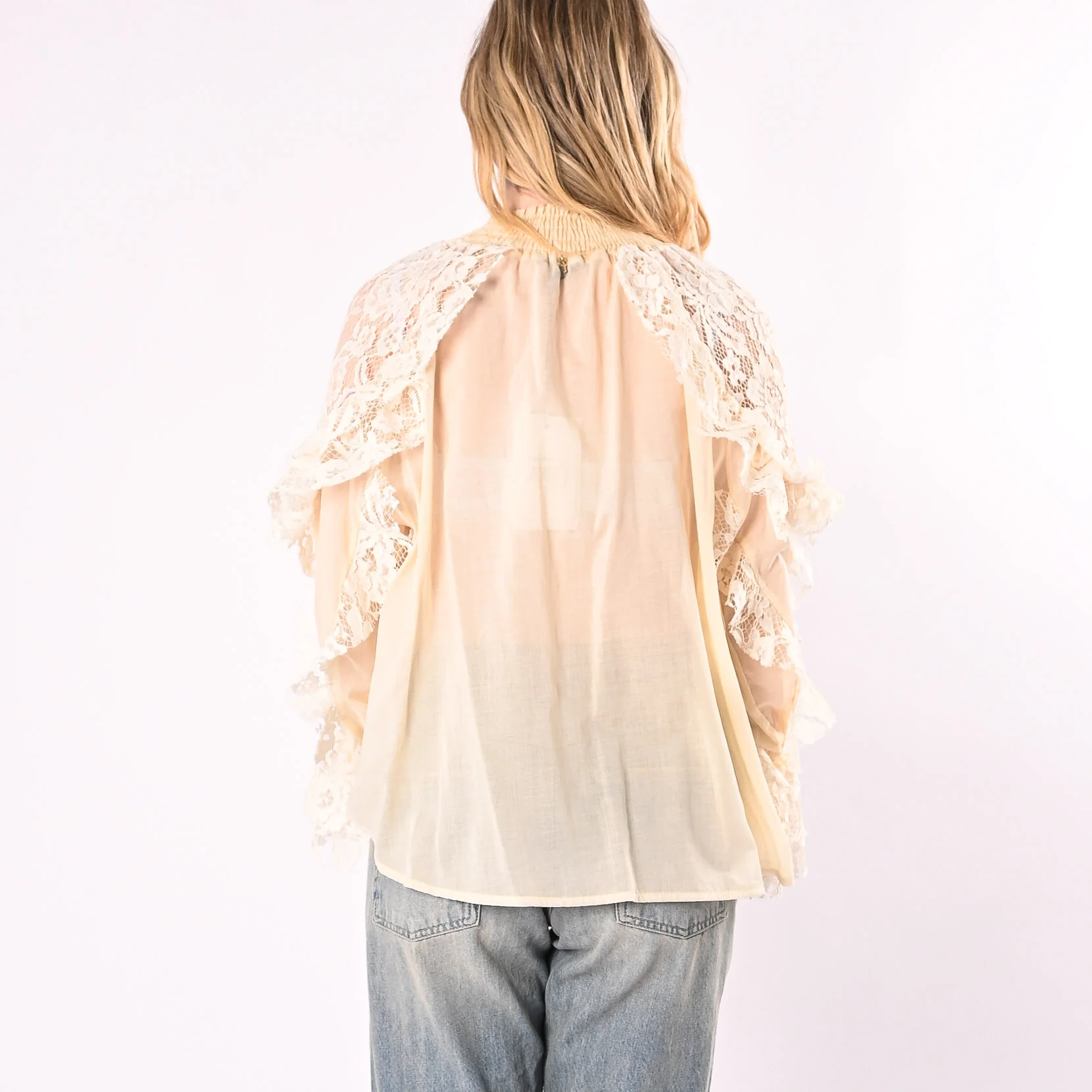 PHILIA LOFT - CAMICIA MUSSOLA CON INSERTI PIZZO ART.V02F0989/B - BURRO - Image 4
