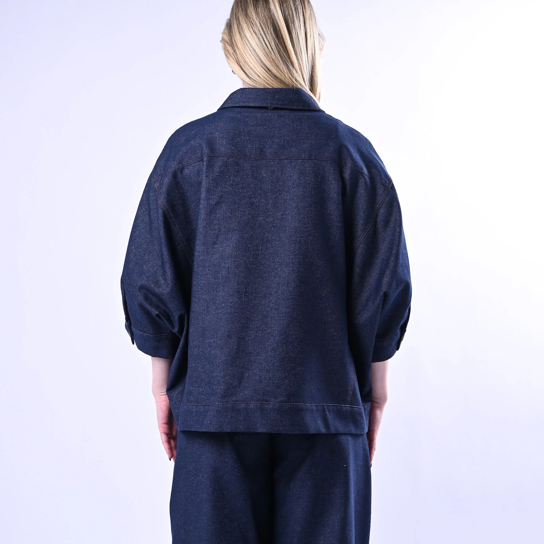 PHILIA LOFT - CAMICIA OVER CHAMBRAY ART.V02F0674 - DENIM SCURO - Image 5