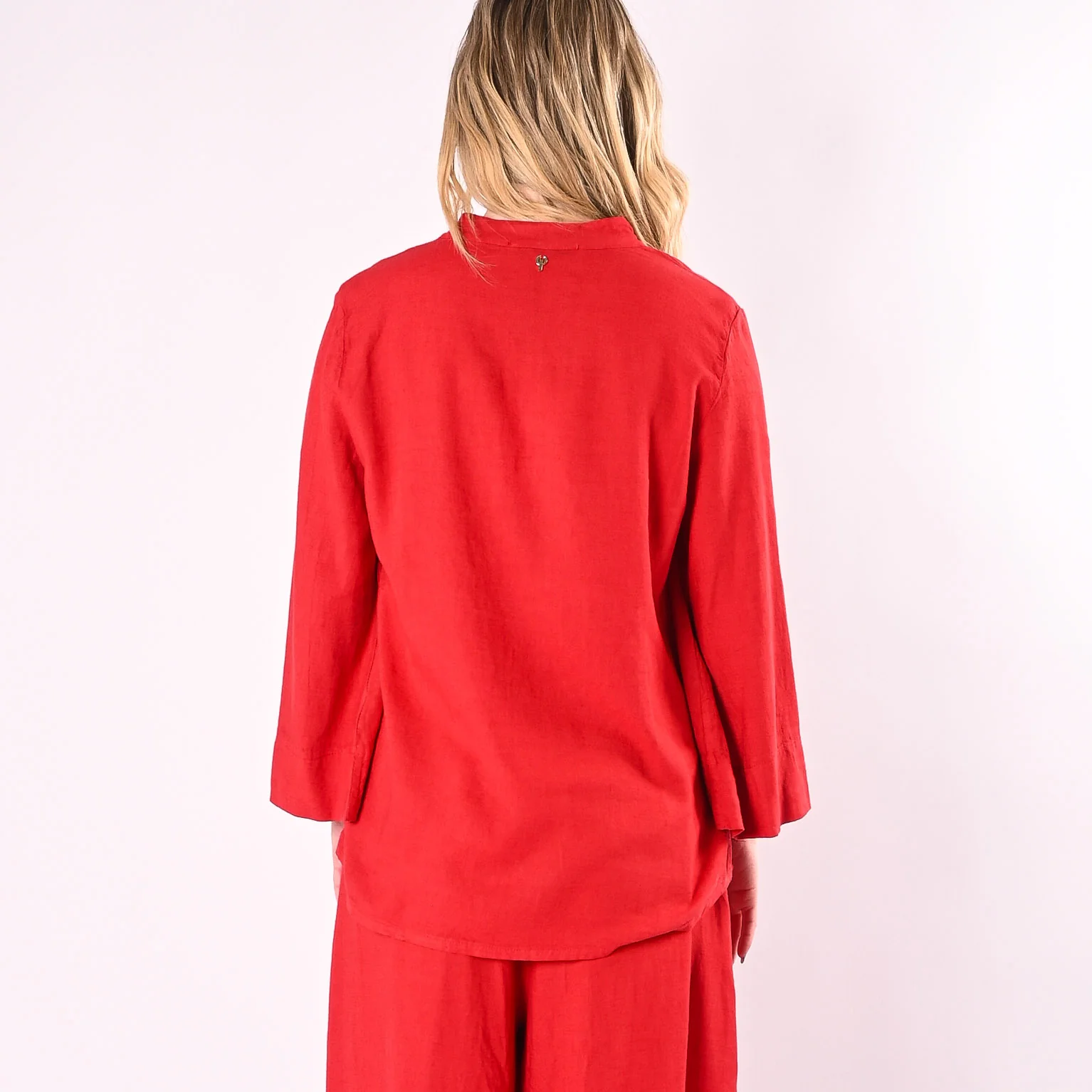 PHILIA LOFT - CASACCA COREANA SCOLLO V IN LINO/VISCOSA ART.R02L1146/MR - ROSSO - Image 5