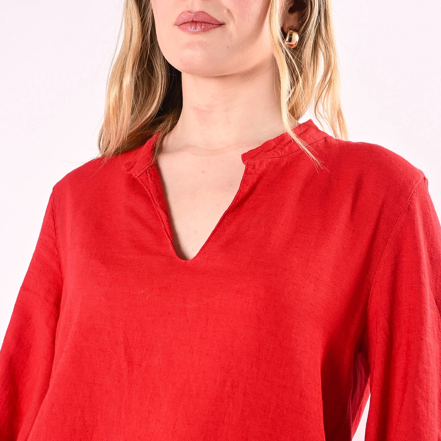 PHILIA LOFT - CASACCA COREANA SCOLLO V IN LINO/VISCOSA ART.R02L1146/MR - ROSSO - Image 6