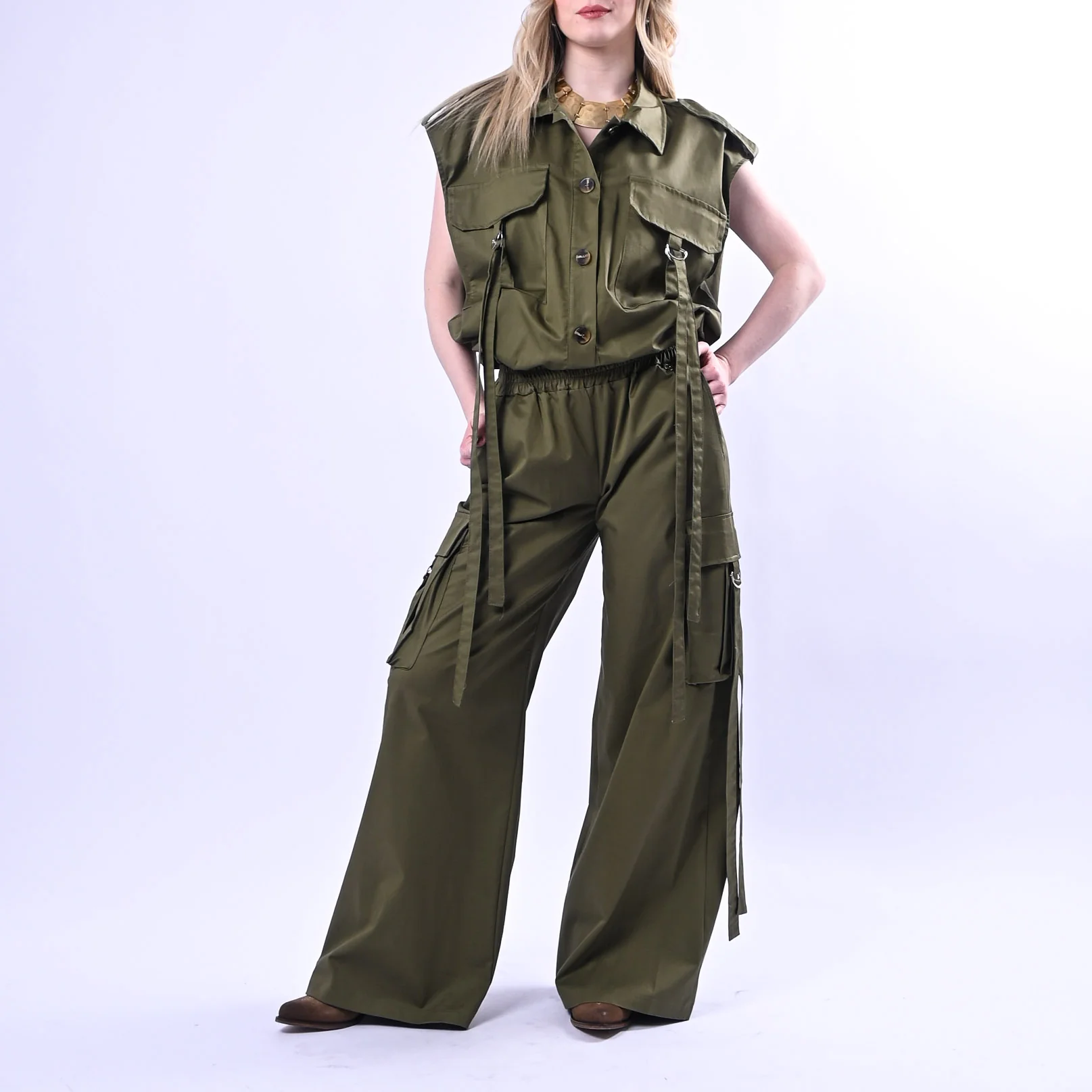 PHILIA LOFT - GILET SAFARI CON TASCONI ART.D02N0663 - MILITARE