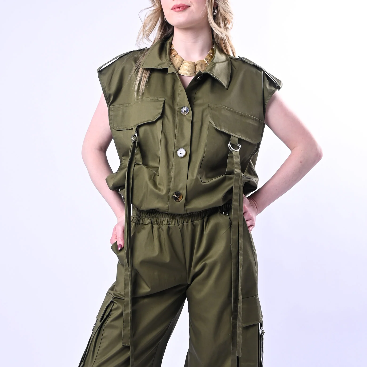 PHILIA LOFT - GILET SAFARI CON TASCONI ART.D02N0663 - MILITARE - Image 2