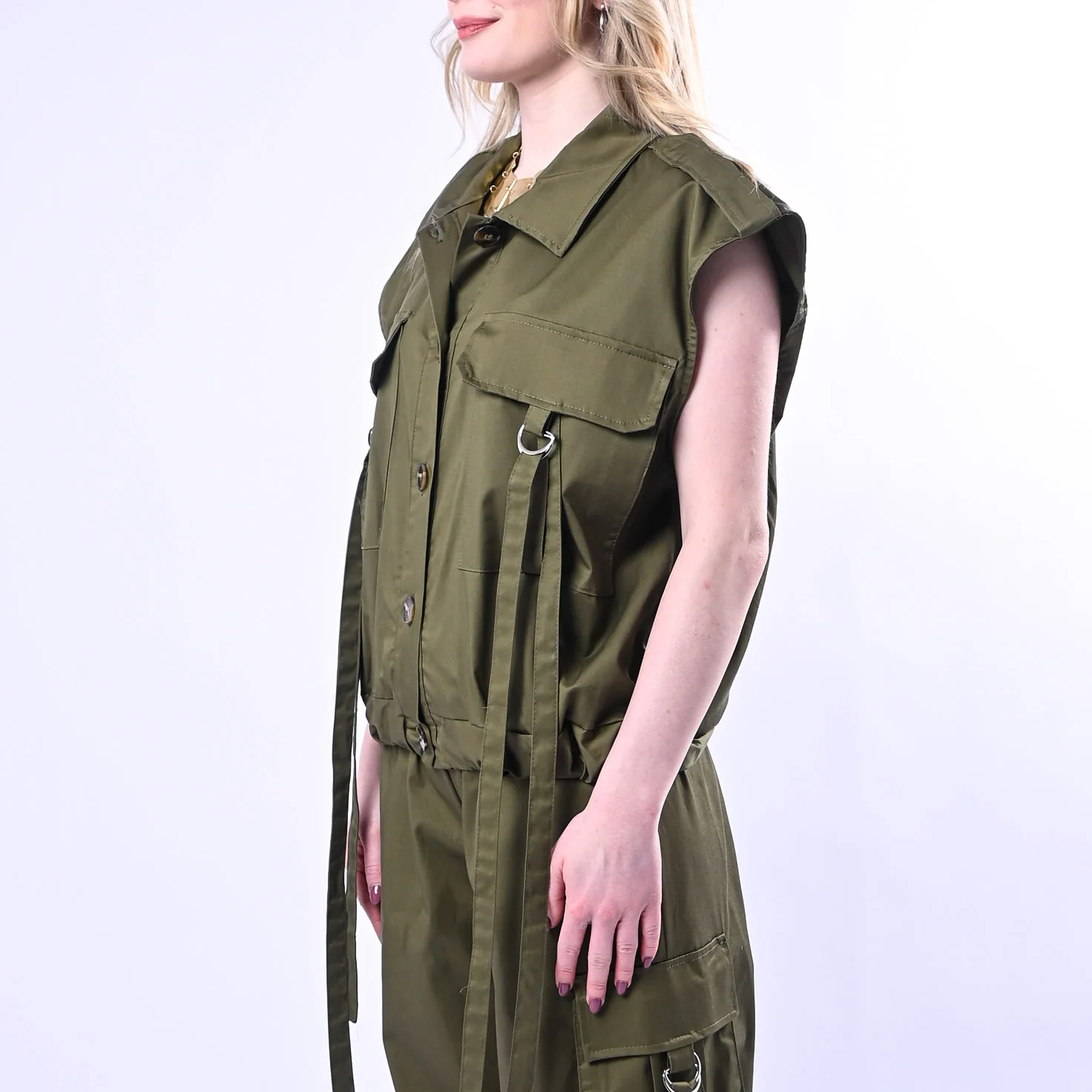 PHILIA LOFT - GILET SAFARI CON TASCONI ART.D02N0663 - MILITARE - Image 4