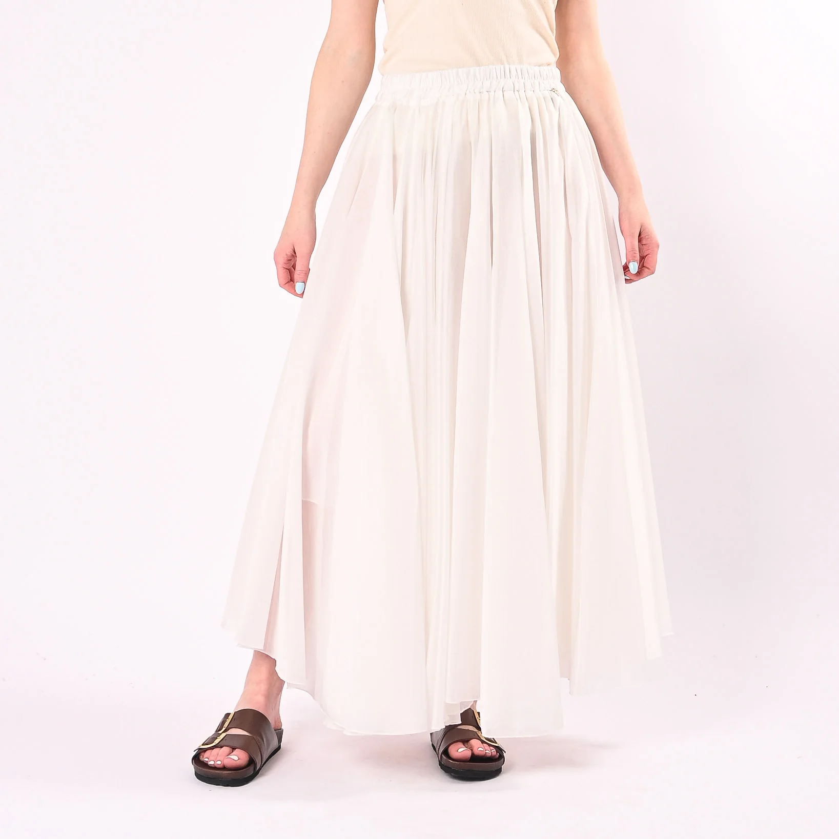PHILIA LOFT - GONNA LUNGA A RUOTA IN TENCEL ART.A02N1116/B - BIANCO