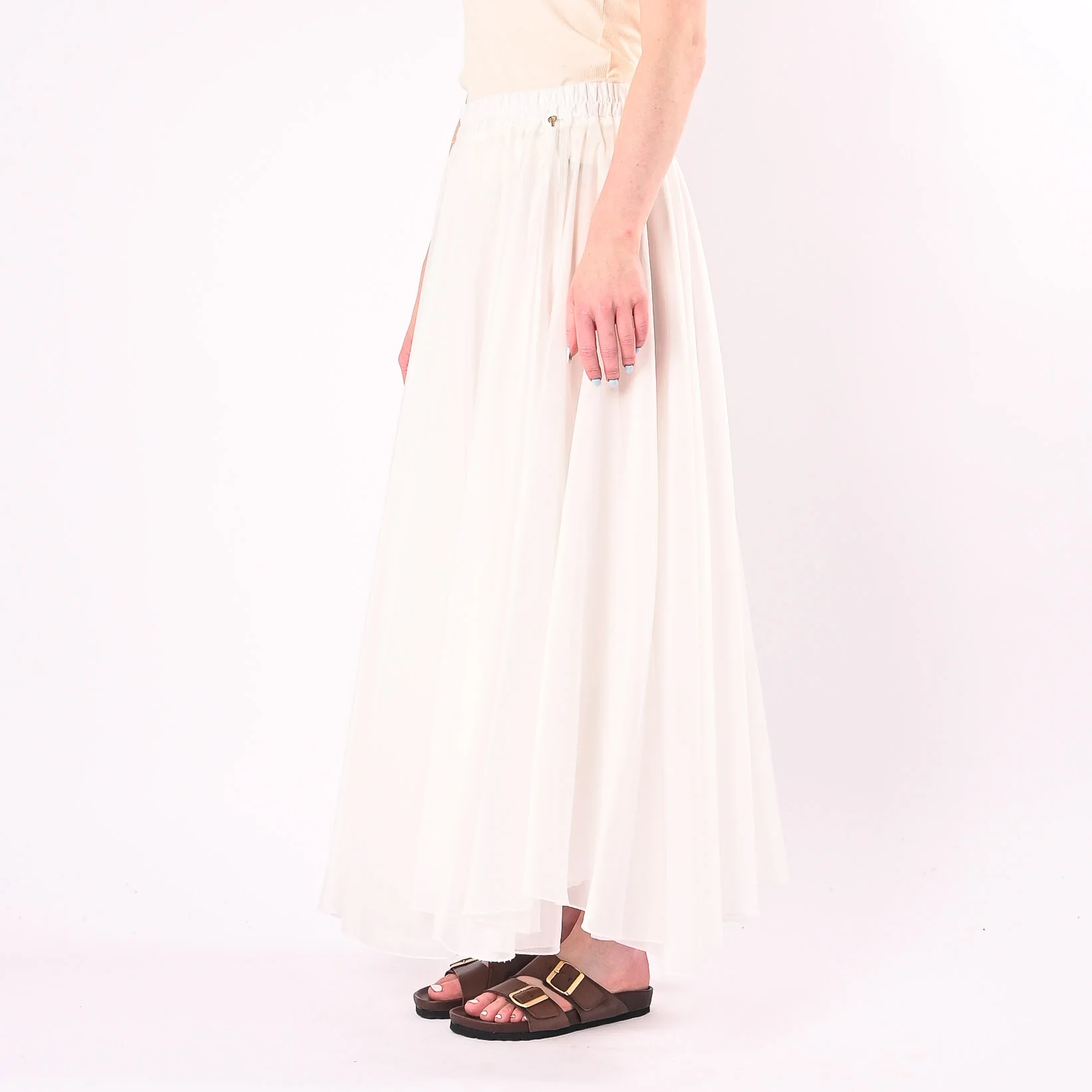 PHILIA LOFT - GONNA LUNGA A RUOTA IN TENCEL ART.A02N1116/B - BIANCO - Image 3