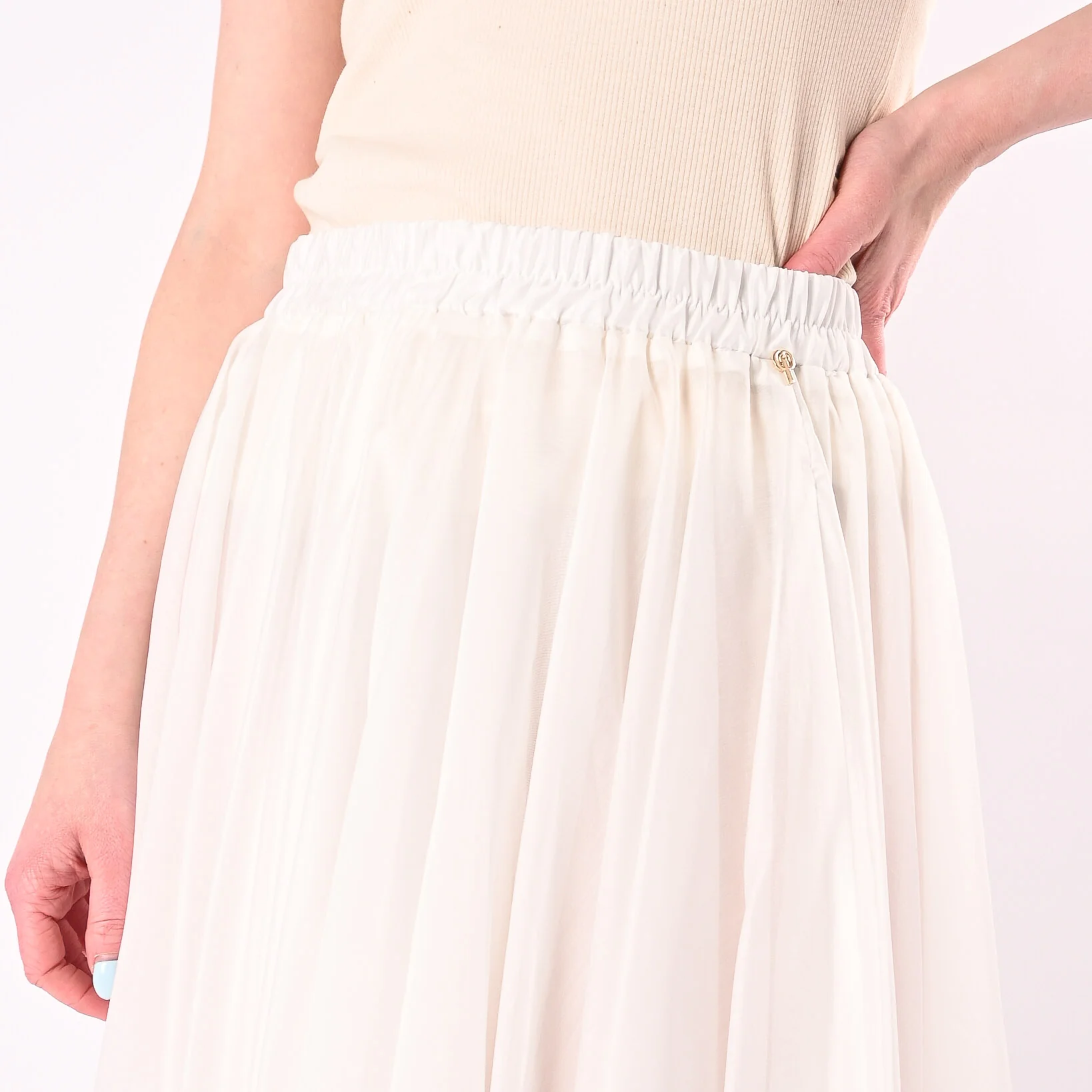 PHILIA LOFT - GONNA LUNGA A RUOTA IN TENCEL ART.A02N1116/B - BIANCO - Image 5