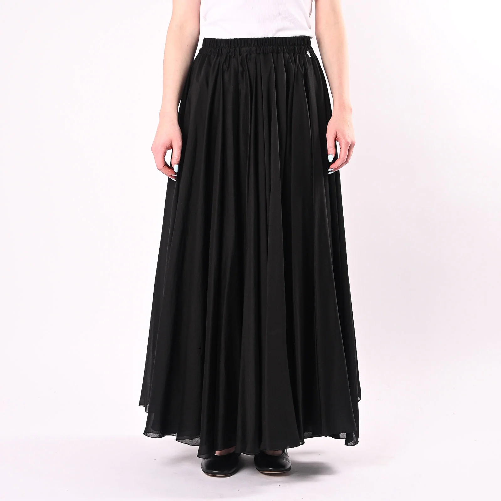PHILIA LOFT - GONNA LUNGA A RUOTA IN TENCEL ART.A02N1116/N - NERO - Image 2