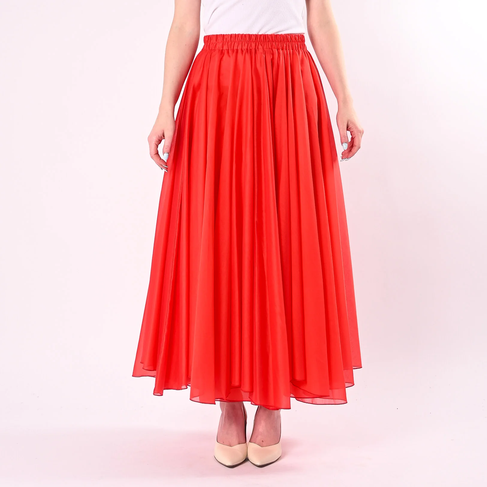 PHILIA LOFT - GONNA LUNGA A RUOTA IN TENCEL ART.A02N1116/R - ROSSO - Image 2