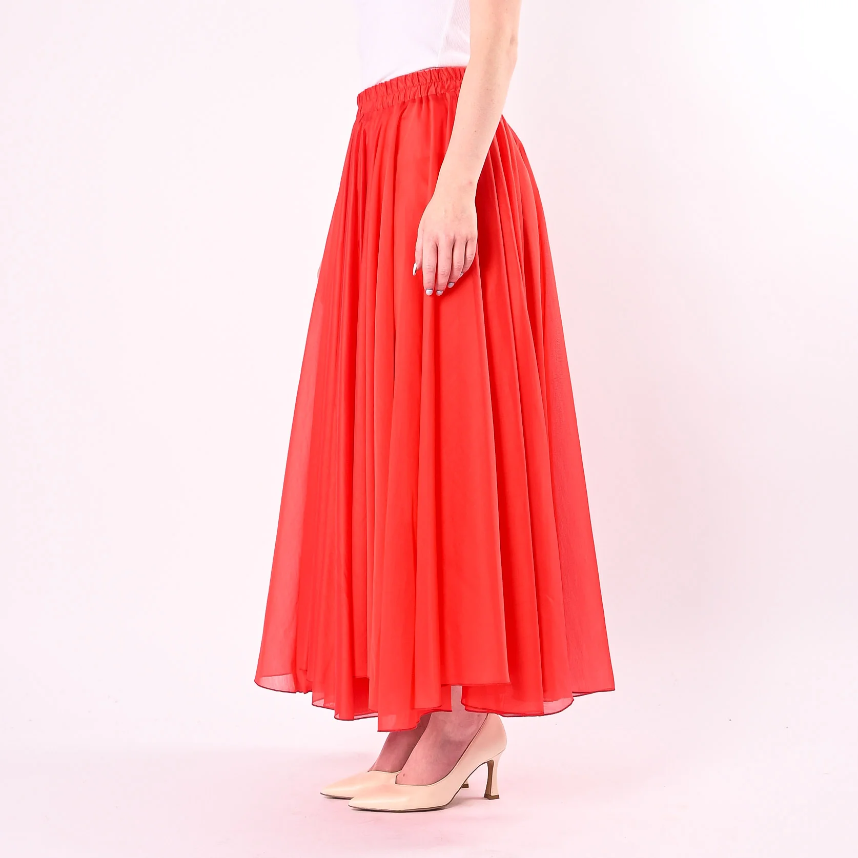 PHILIA LOFT - GONNA LUNGA A RUOTA IN TENCEL ART.A02N1116/R - ROSSO - Image 3