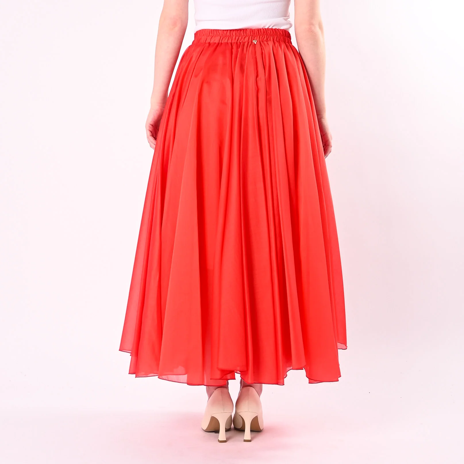 PHILIA LOFT - GONNA LUNGA A RUOTA IN TENCEL ART.A02N1116/R - ROSSO - Image 4