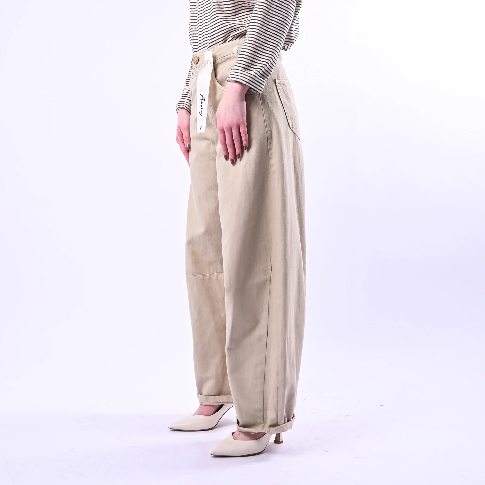 PHILIA LOFT - PANTALONE BARREL COTONE/LINO ART.D02E0866 - SAFARI - Image 3