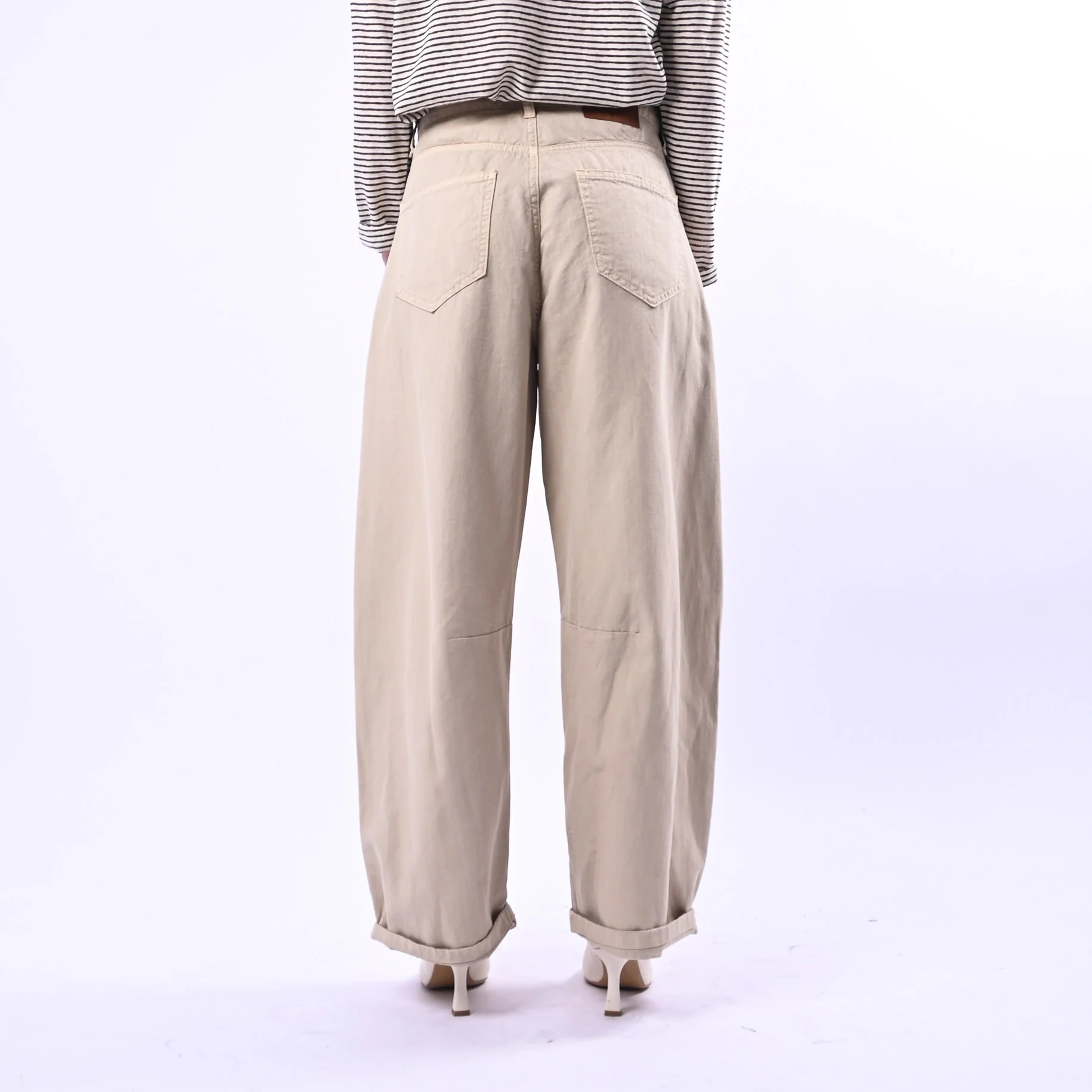 PHILIA LOFT - PANTALONE BARREL COTONE/LINO ART.D02E0866 - SAFARI - Image 4