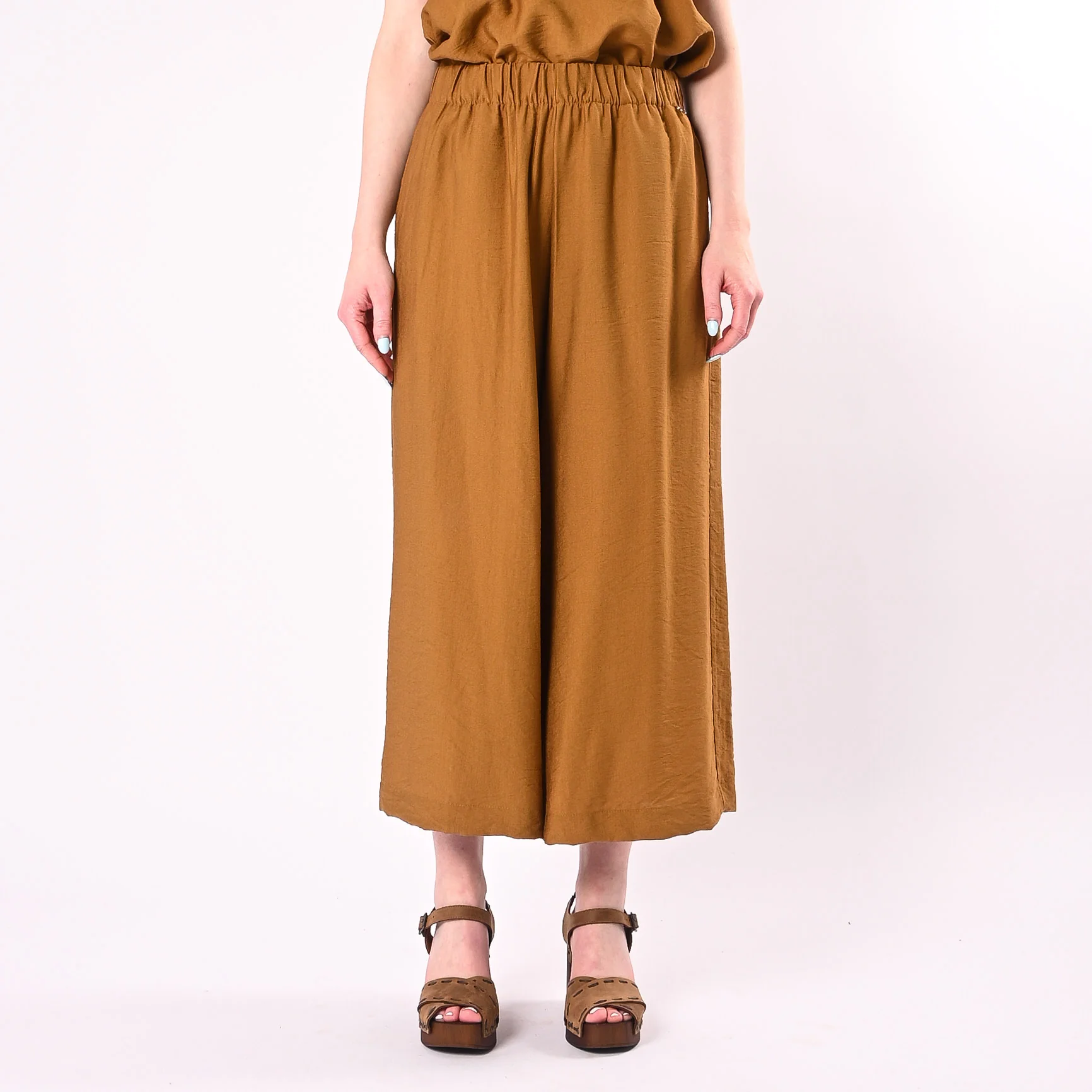 PHILIA LOFT - PANTALONE CROPPED FLUIDO ART.D02E1207/O - OLIO - Image 2