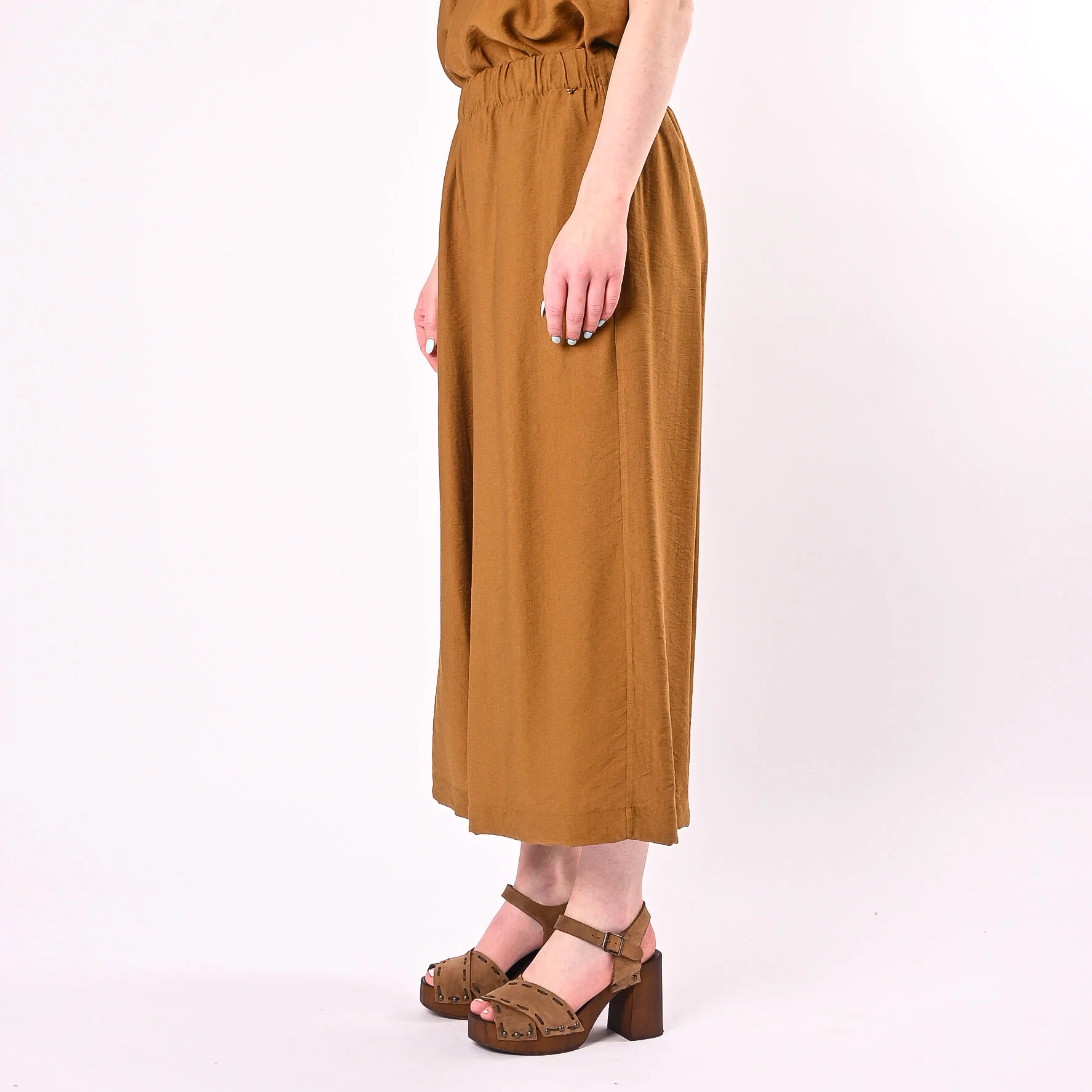 PHILIA LOFT - PANTALONE CROPPED FLUIDO ART.D02E1207/O - OLIO - Image 3