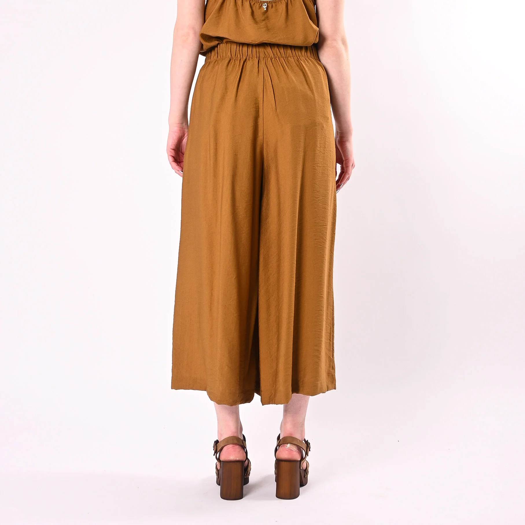 PHILIA LOFT - PANTALONE CROPPED FLUIDO ART.D02E1207/O - OLIO - Image 4