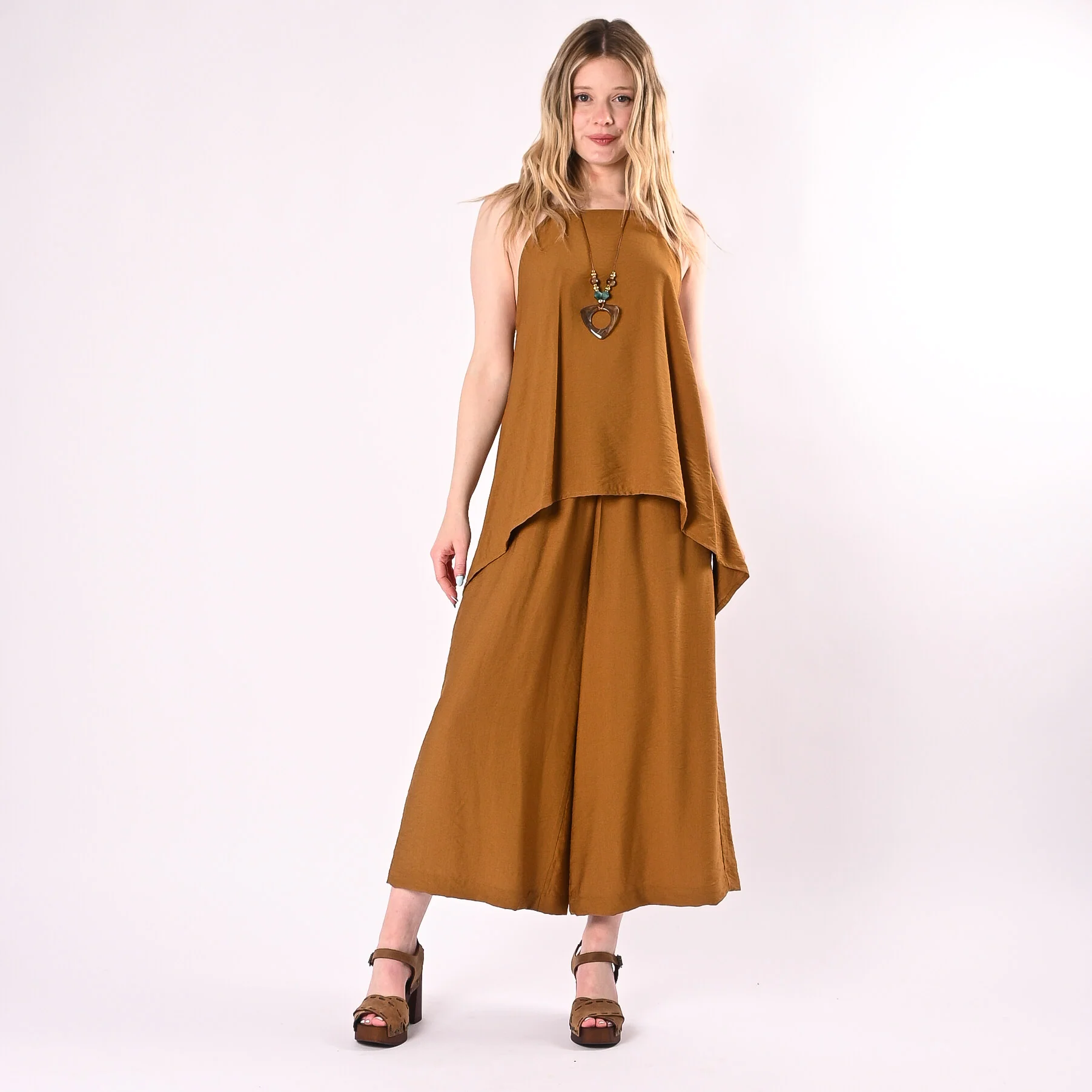 PHILIA LOFT - PANTALONE CROPPED FLUIDO ART.D02E1207/O - OLIO - Image 6
