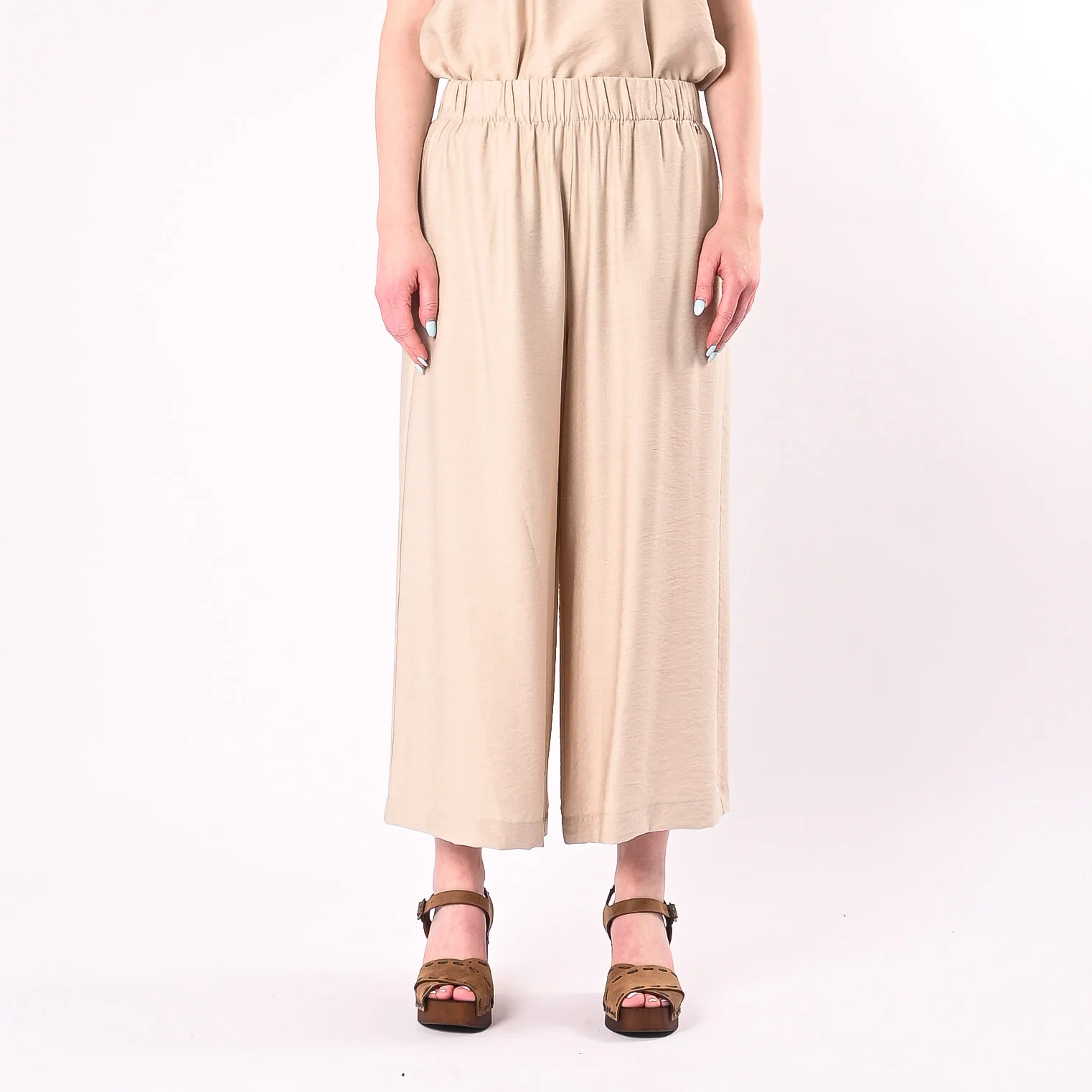 PHILIA LOFT - PANTALONE CROPPED FLUIDO ART.D02E1207/S - SABBIA - Image 2