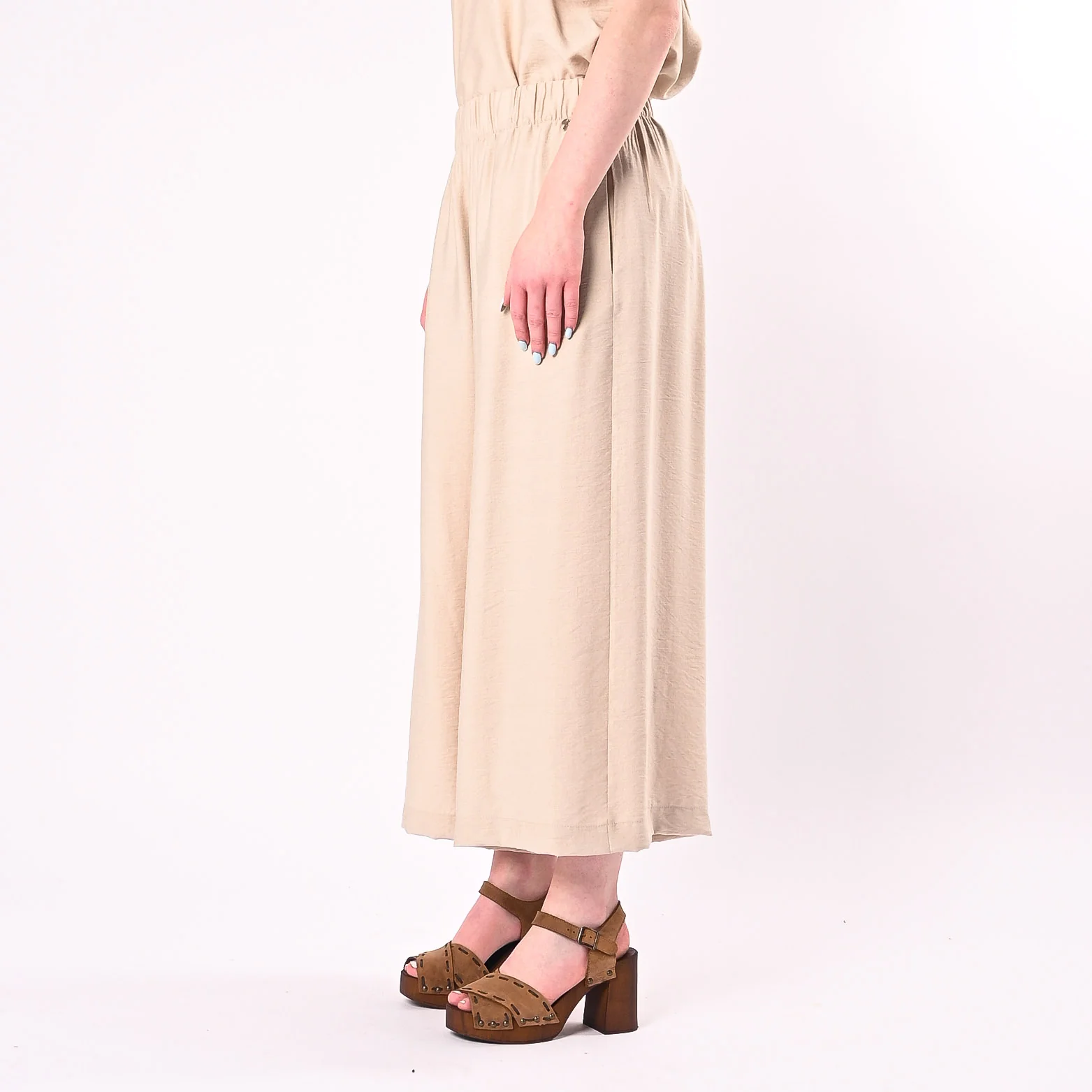 PHILIA LOFT - PANTALONE CROPPED FLUIDO ART.D02E1207/S - SABBIA - Image 3