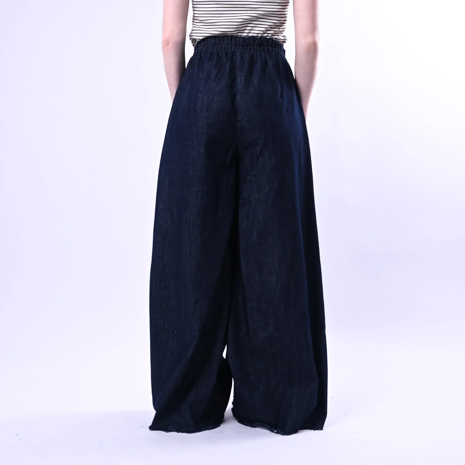 PHILIA LOFT - PANTALONE PALAZZO FLUIDO COULISSE ART.R02L0433 - DENIM SCURO - Image 4