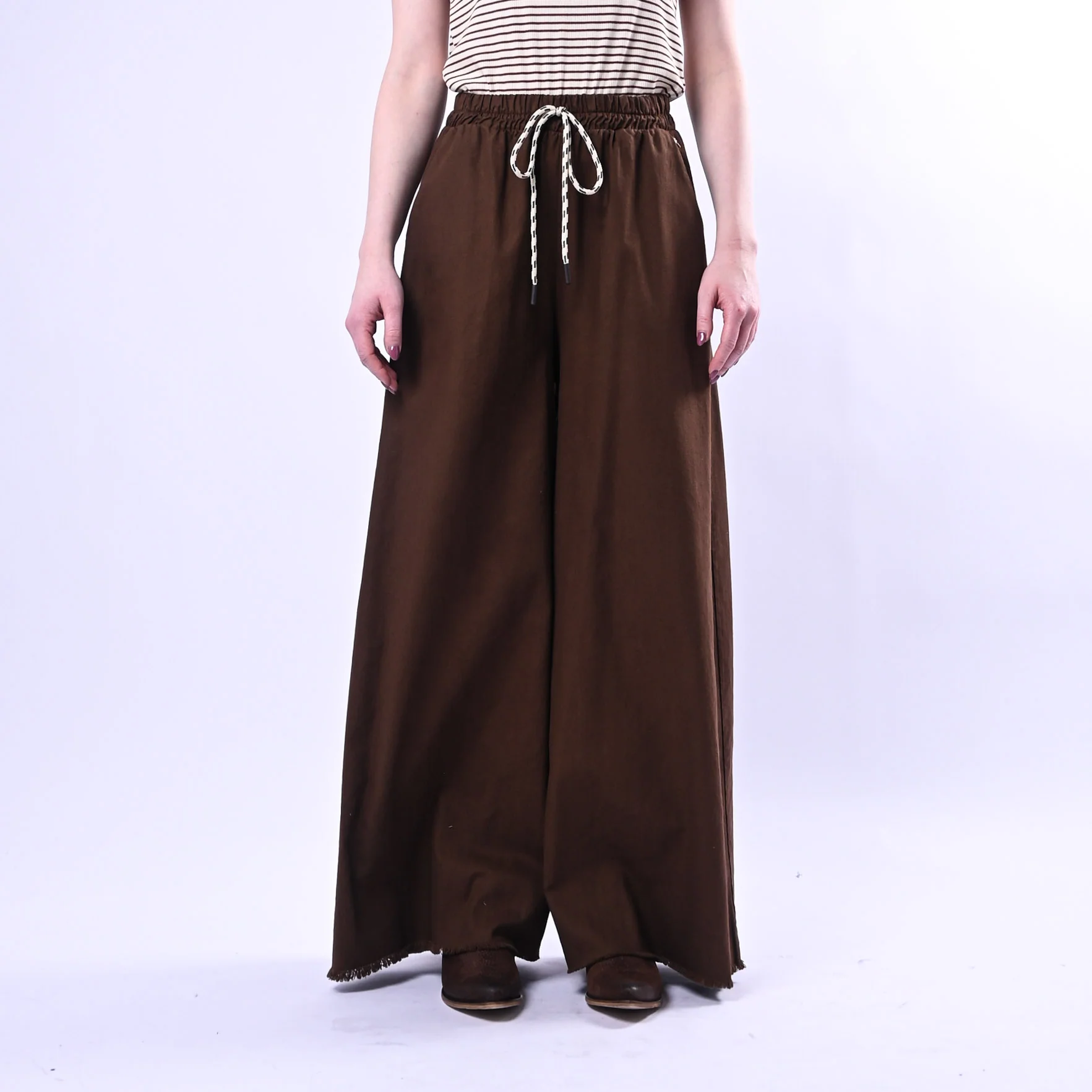 PHILIA LOFT - PANTALONE PALAZZO FLUIDO COULISSE ART.R02L0433 - MORO - Image 2