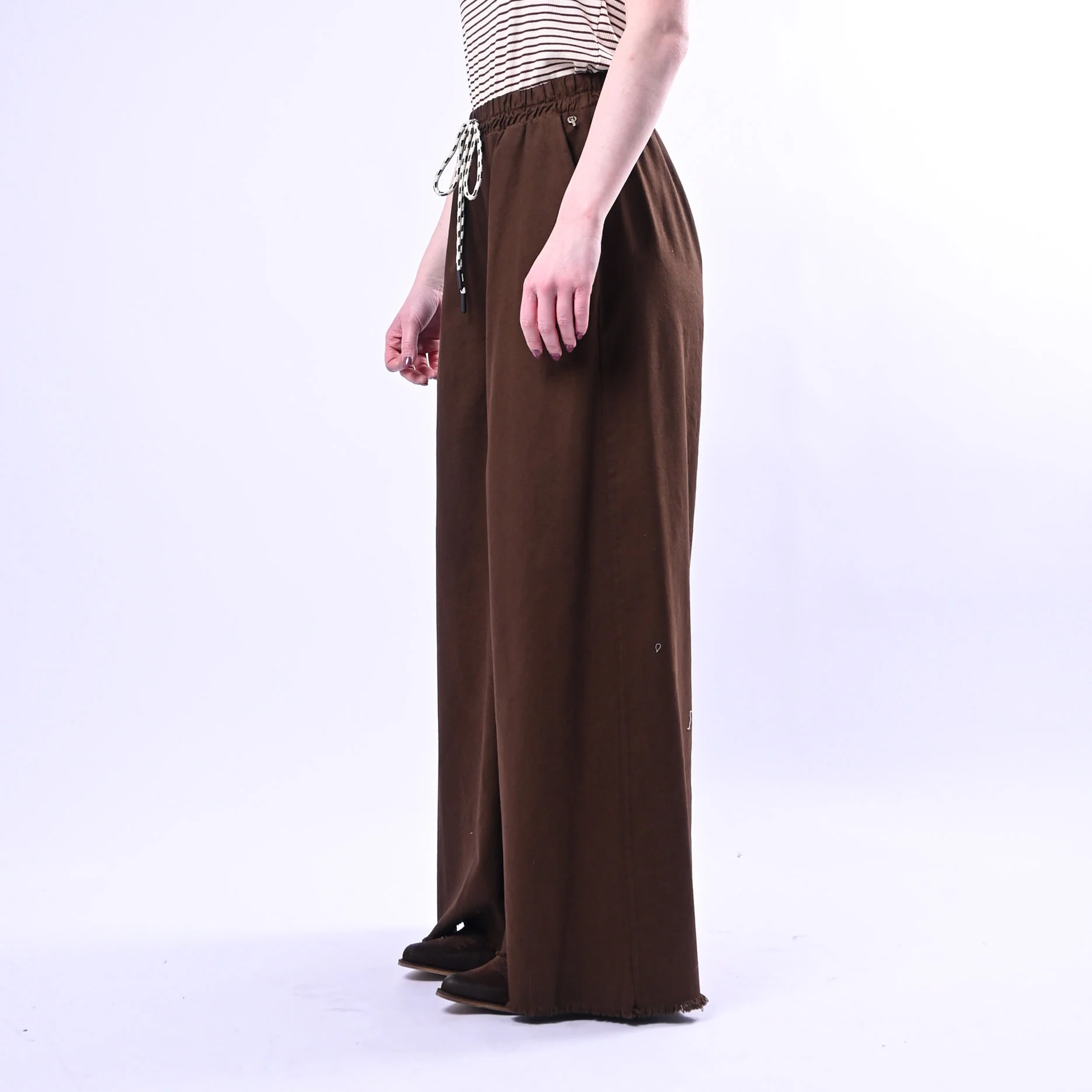 PHILIA LOFT - PANTALONE PALAZZO FLUIDO COULISSE ART.R02L0433 - MORO - Image 3