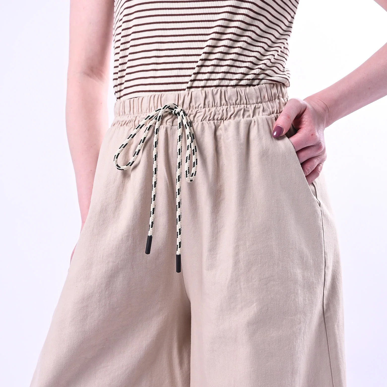 PHILIA LOFT - PANTALONE PALAZZO FLUIDO COULISSE ART.R02L0433 - SABBIA - Image 5