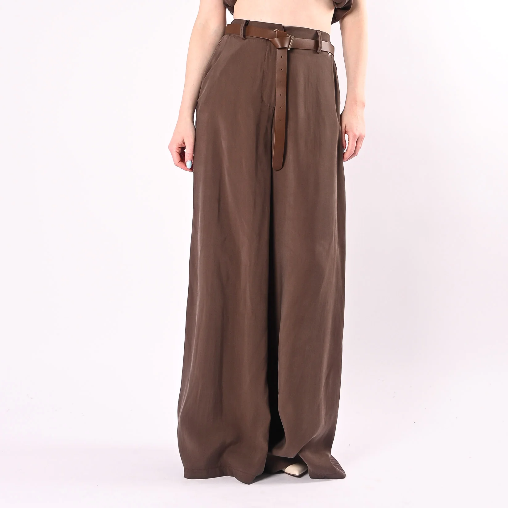 PHILIA LOFT - PANTALONE PALAZZO FLUIDO IN MODAL ART.A02N1113/M - MORO - Image 2