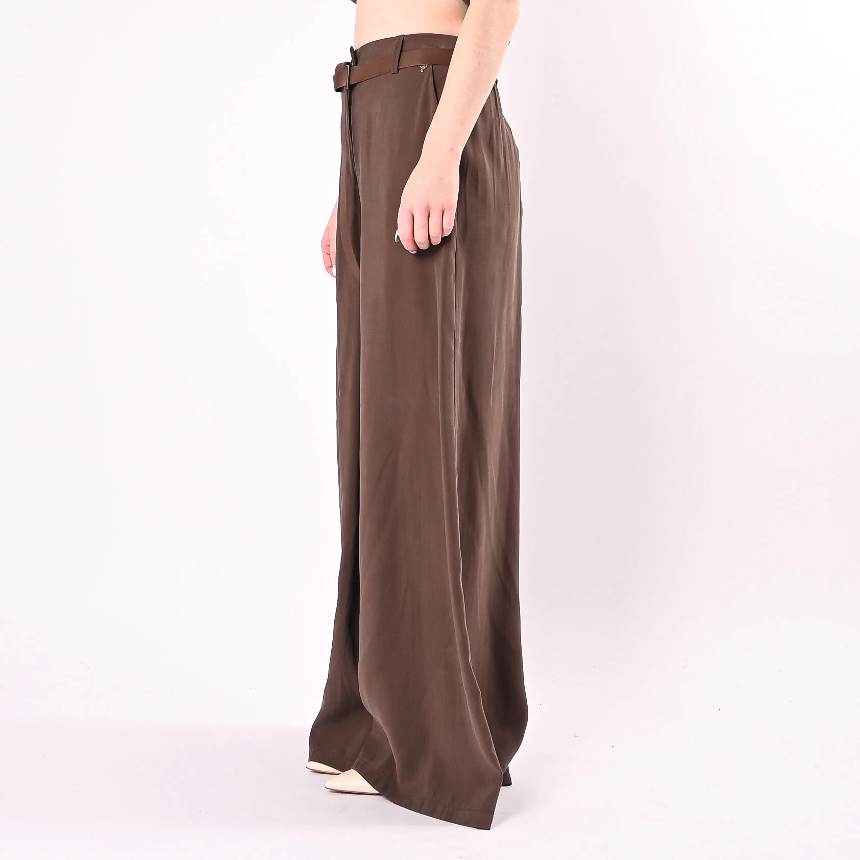 PHILIA LOFT - PANTALONE PALAZZO FLUIDO IN MODAL ART.A02N1113/M - MORO - Image 3