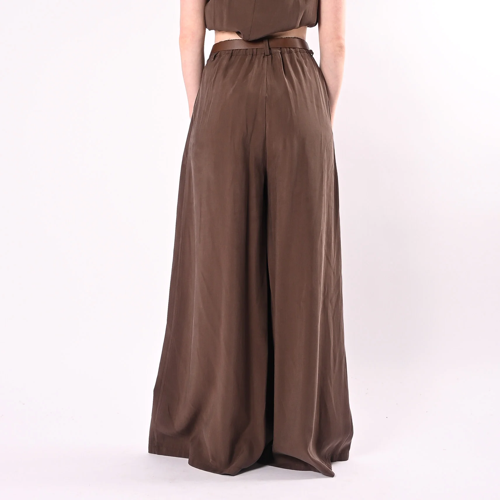PHILIA LOFT - PANTALONE PALAZZO FLUIDO IN MODAL ART.A02N1113/M - MORO - Image 4