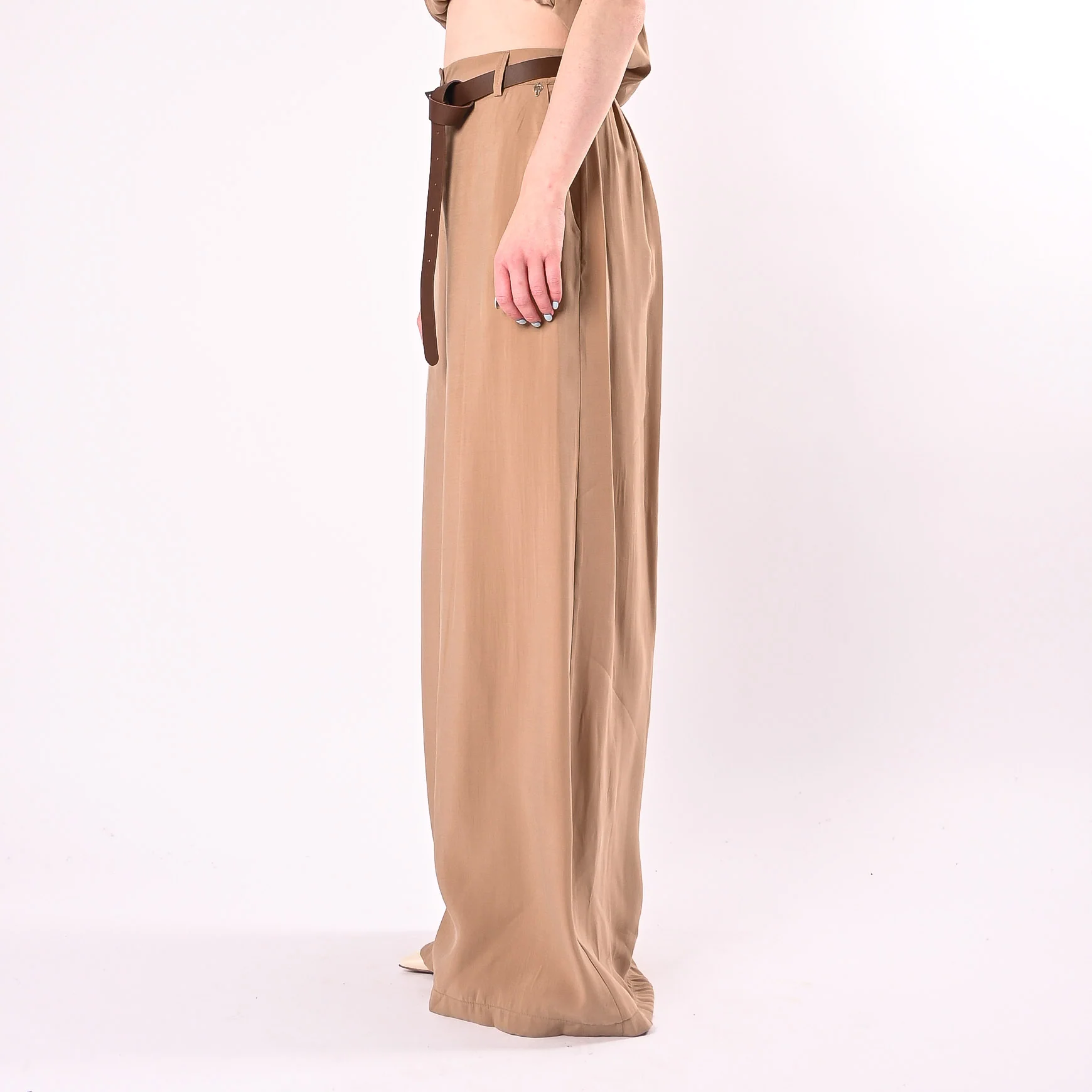 PHILIA LOFT - PANTALONE PALAZZO FLUIDO IN MODAL ART.A02N1113/S - SABBIA - Image 3