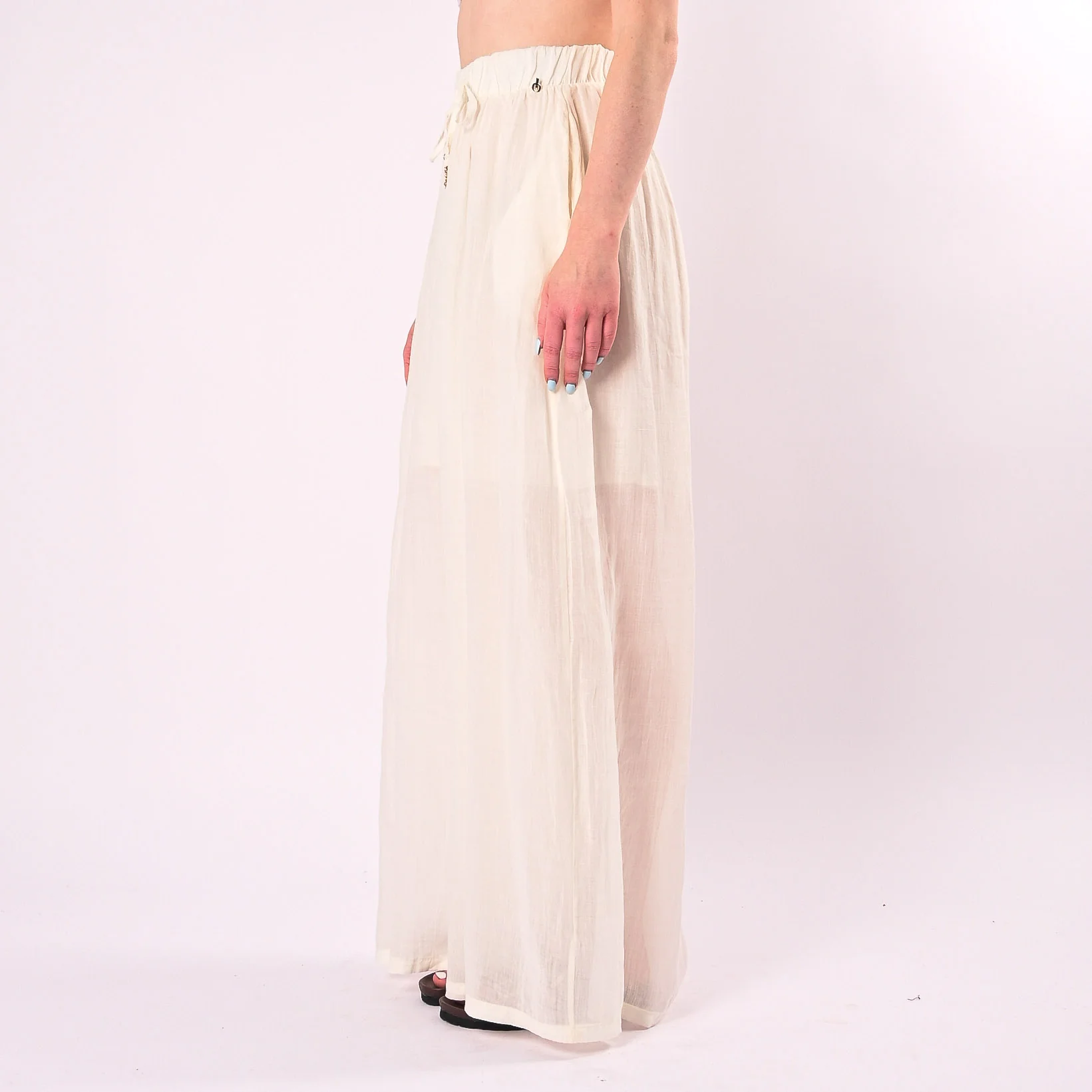 PHILIA LOFT - PANTALONE PALAZZO IN RAMIE ART.R02L1202/B - BURRO - Image 3