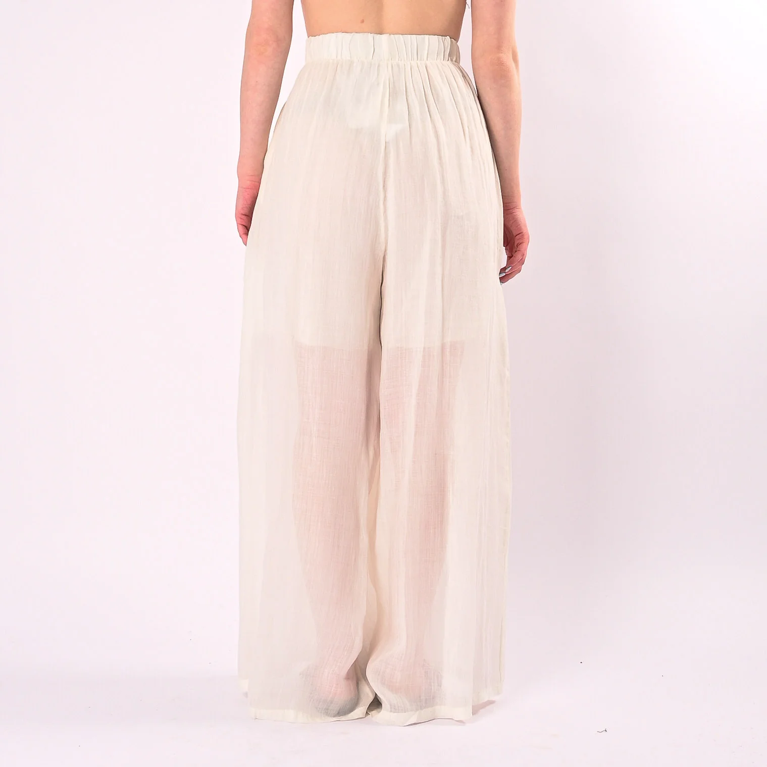 PHILIA LOFT - PANTALONE PALAZZO IN RAMIE ART.R02L1202/B - BURRO - Image 4