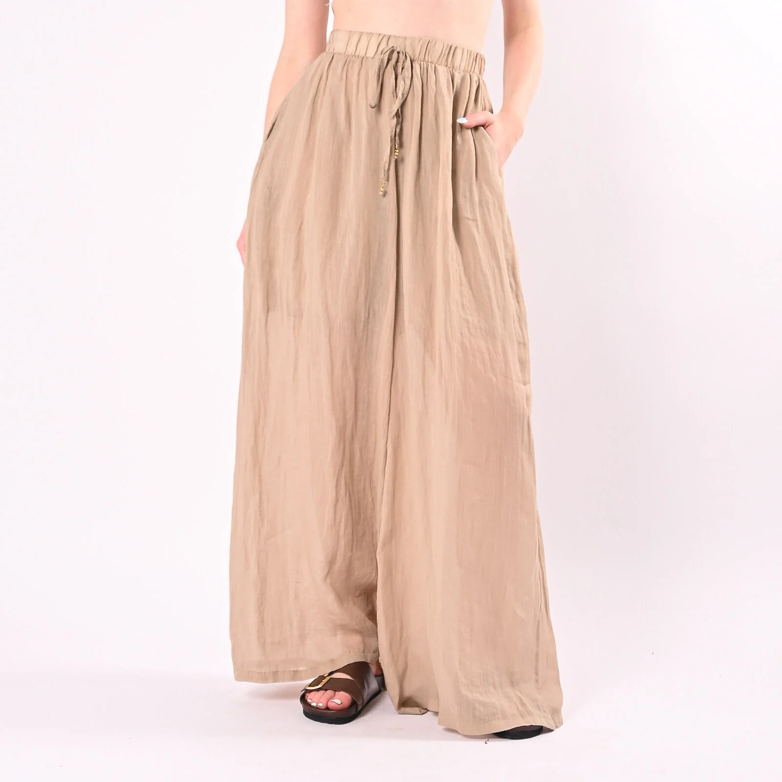 PHILIA LOFT - PANTALONE PALAZZO IN RAMIE ART.R02L1202/C - CORDA