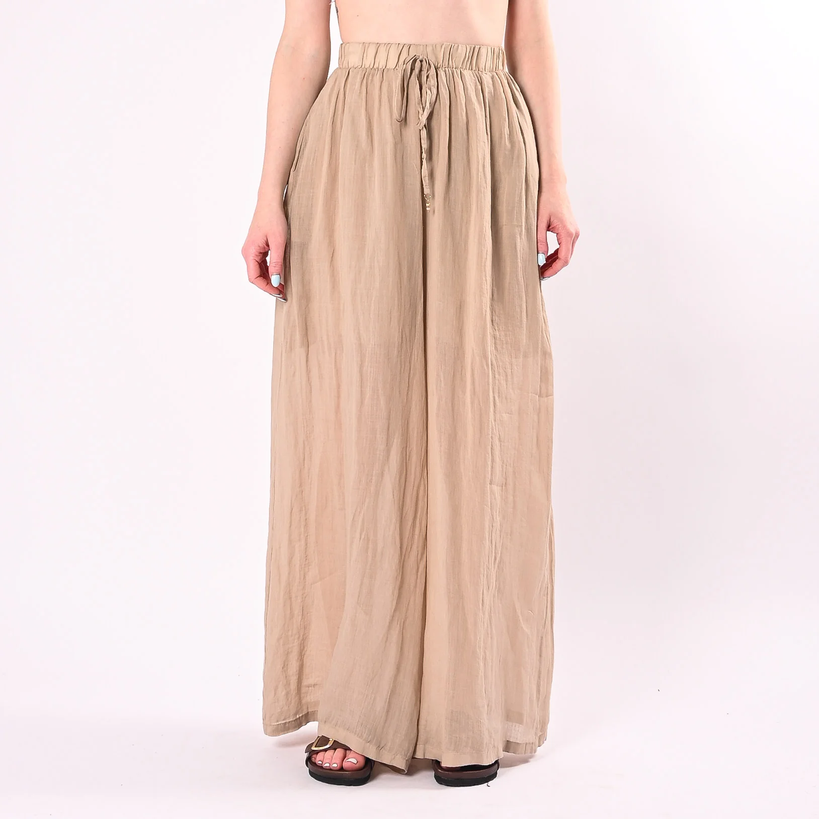 PHILIA LOFT - PANTALONE PALAZZO IN RAMIE ART.R02L1202/C - CORDA - Image 2