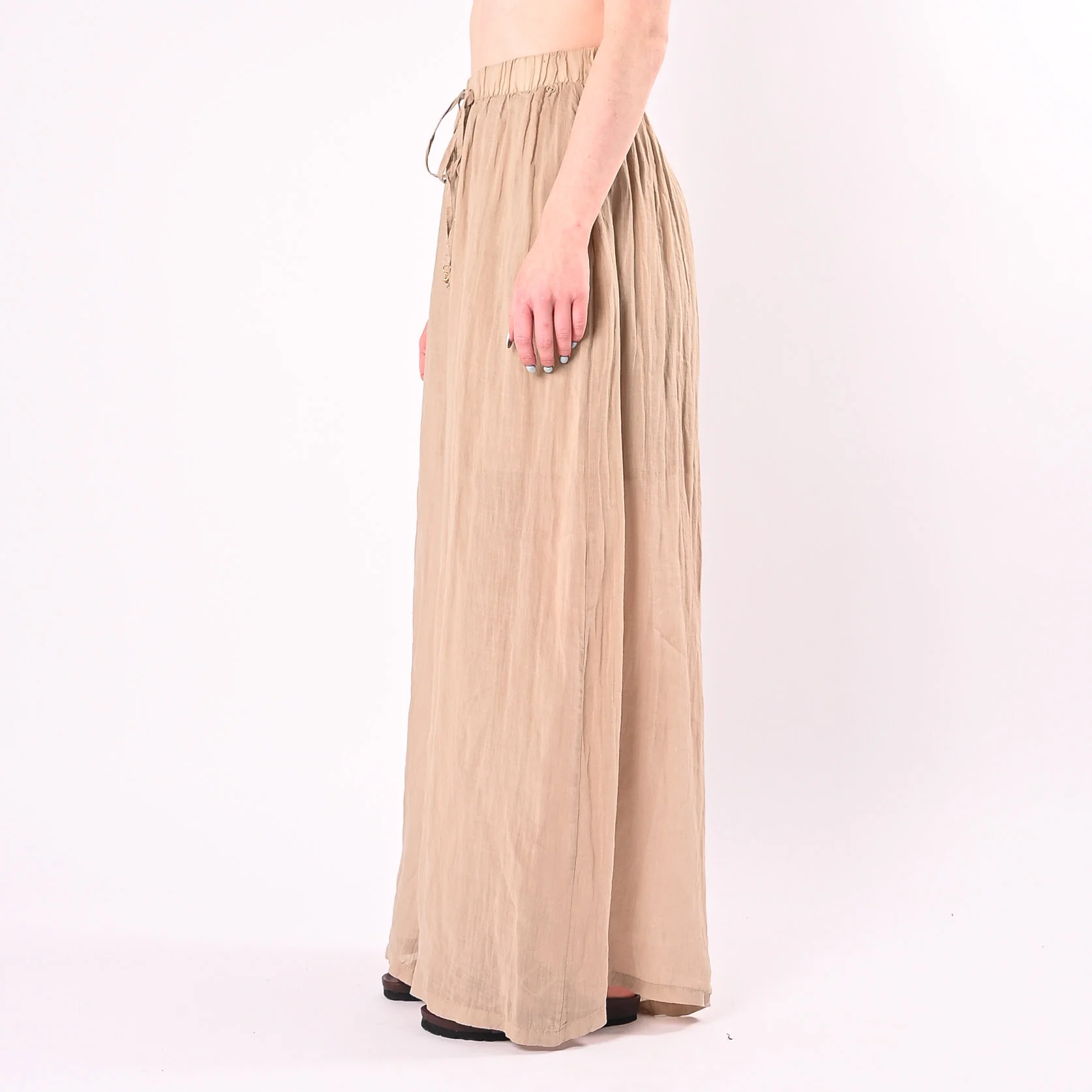 PHILIA LOFT - PANTALONE PALAZZO IN RAMIE ART.R02L1202/C - CORDA - Image 3