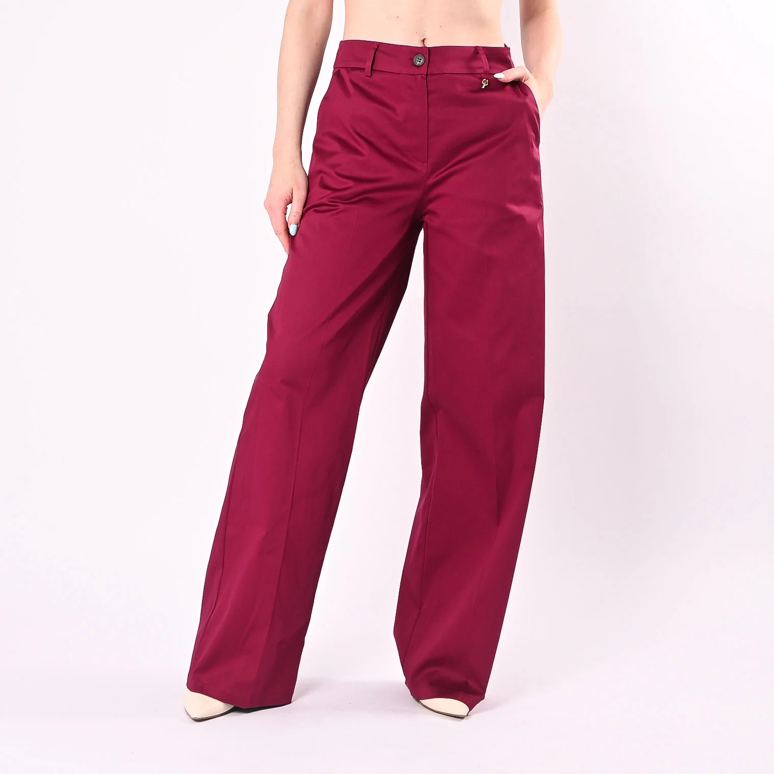 PHILIA LOFT - PANTALONE PALAZZO IN RASATELLO ART.M02M1213/A - AMARENA