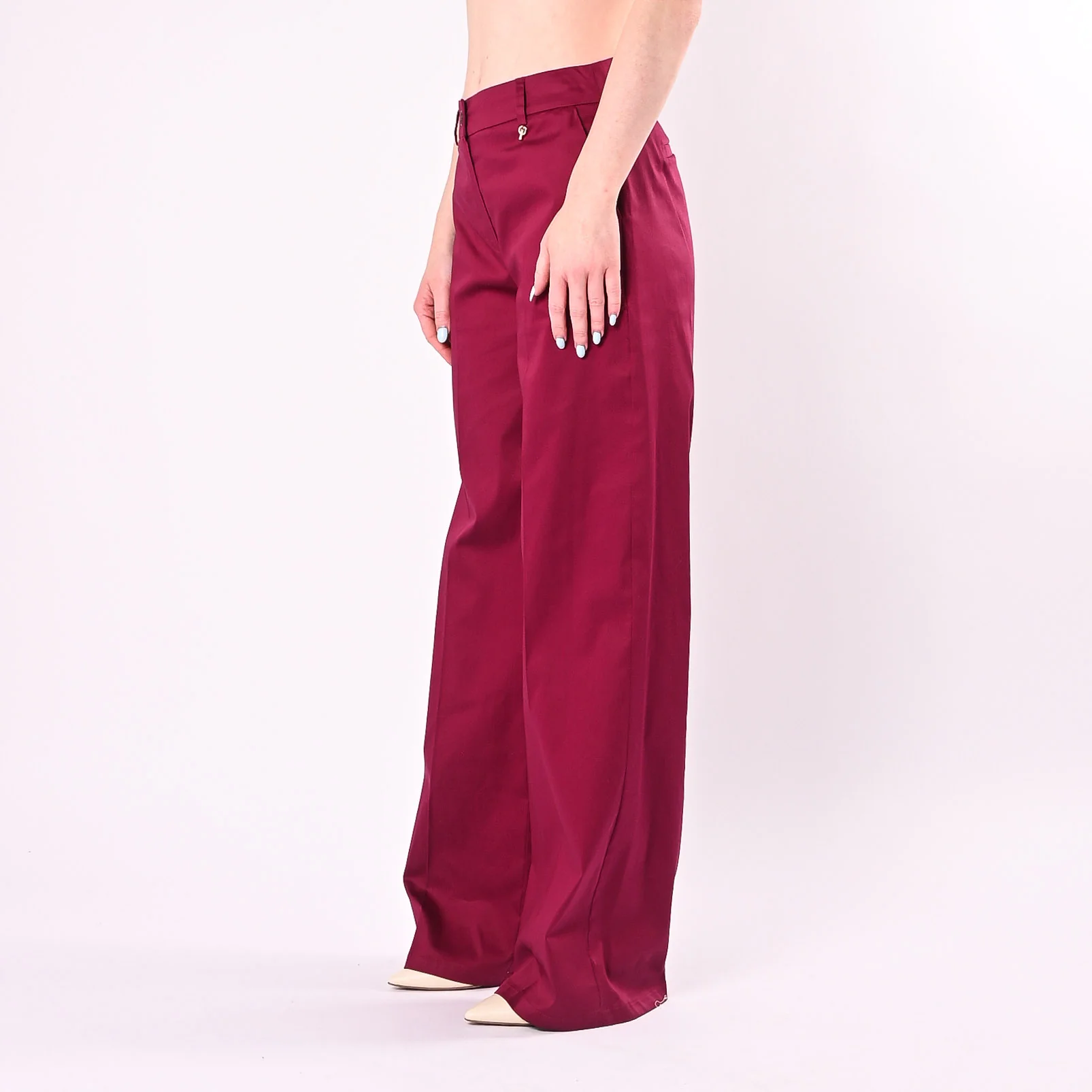 PHILIA LOFT - PANTALONE PALAZZO IN RASATELLO ART.M02M1213/A - AMARENA - Image 3