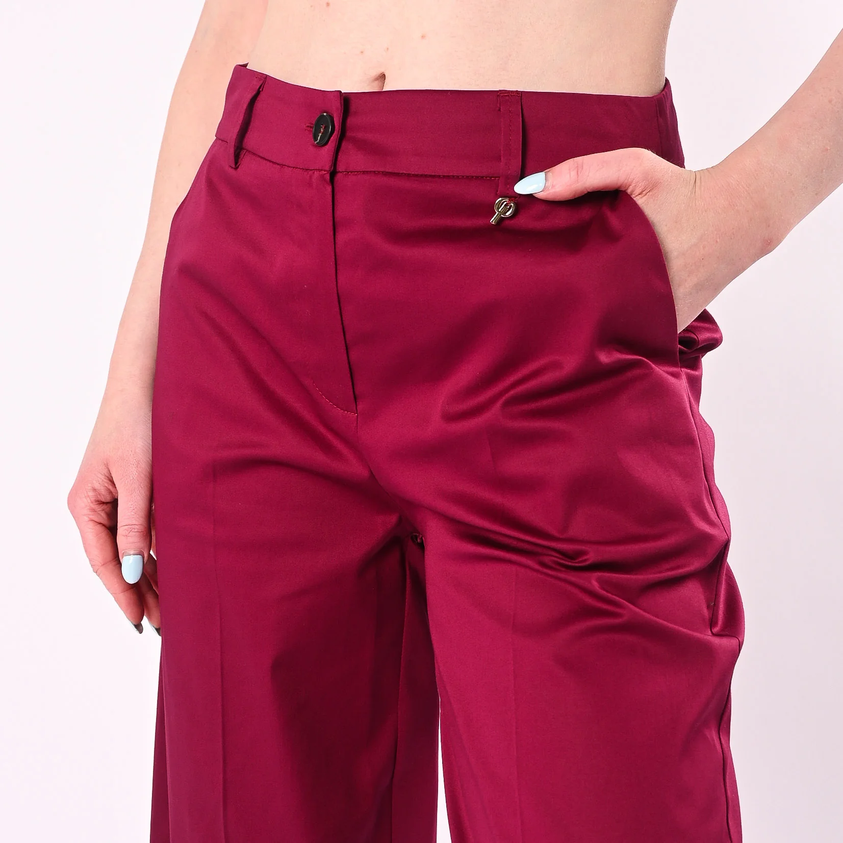PHILIA LOFT - PANTALONE PALAZZO IN RASATELLO ART.M02M1213/A - AMARENA - Image 5